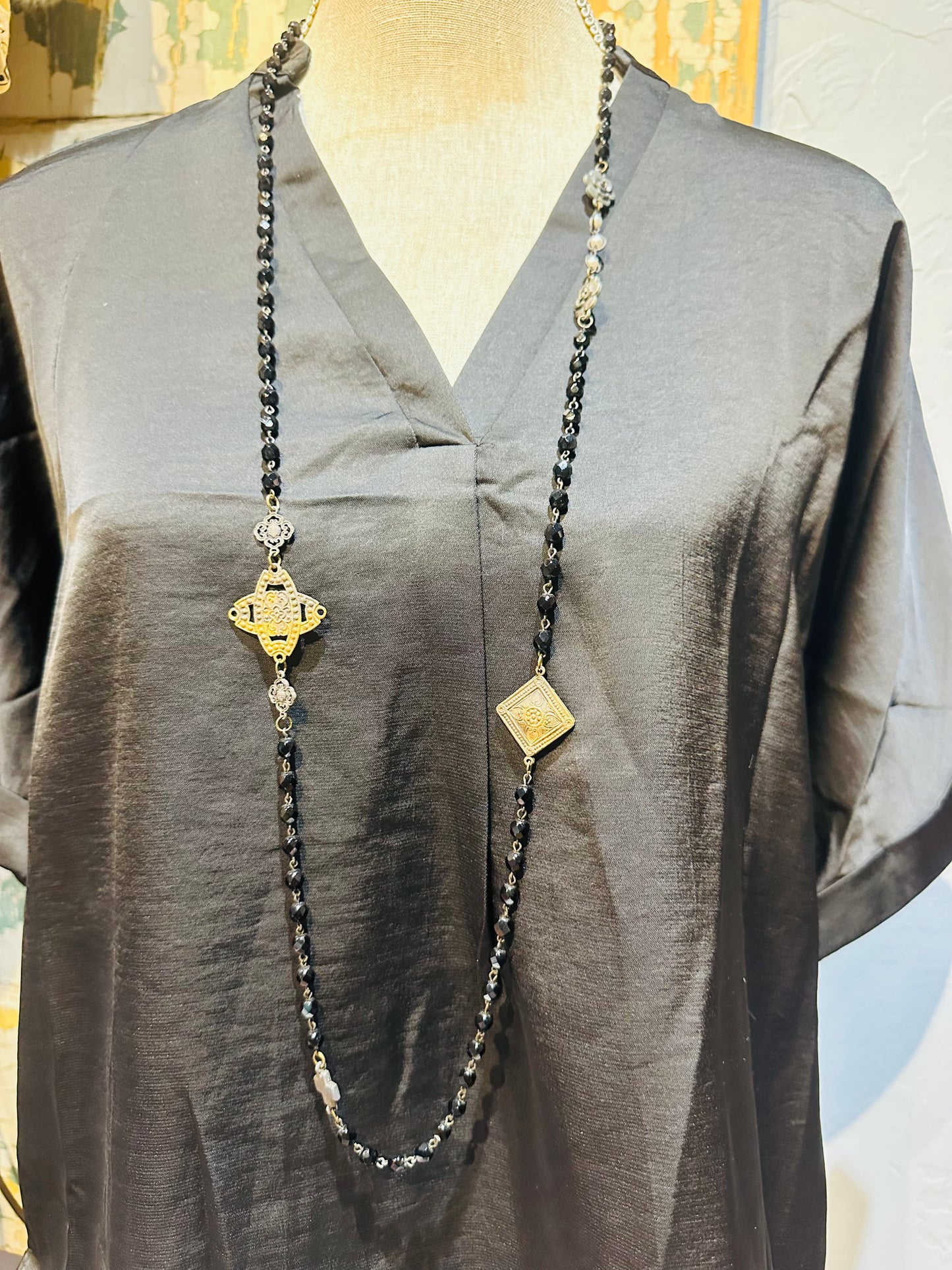 Black Charm Layering Necklace
