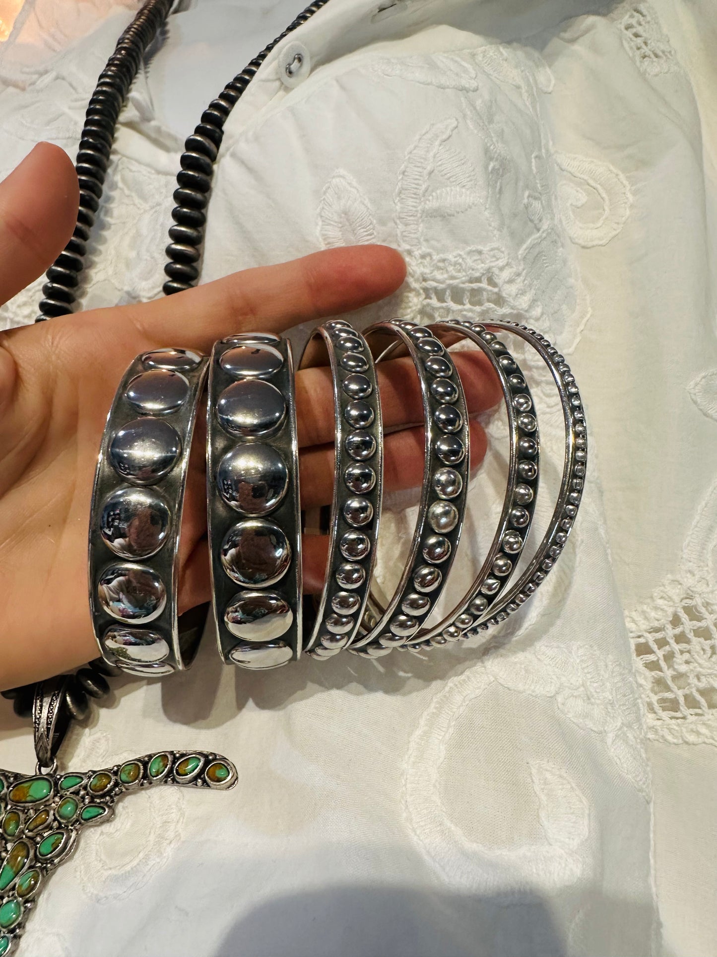 Inspired Silver Ball Bangle Set