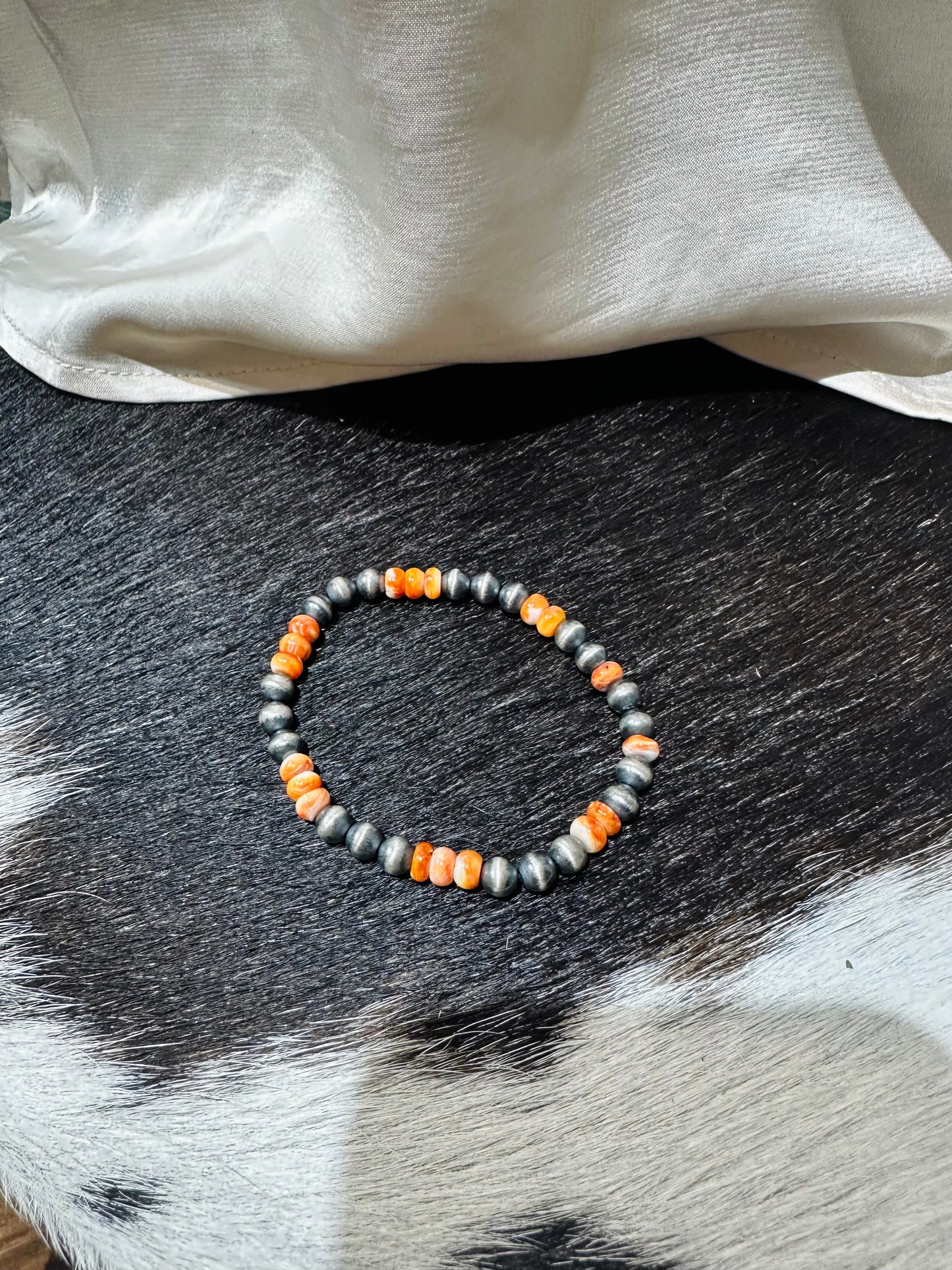Navajo Spiny & Silver Pearl Bracelet