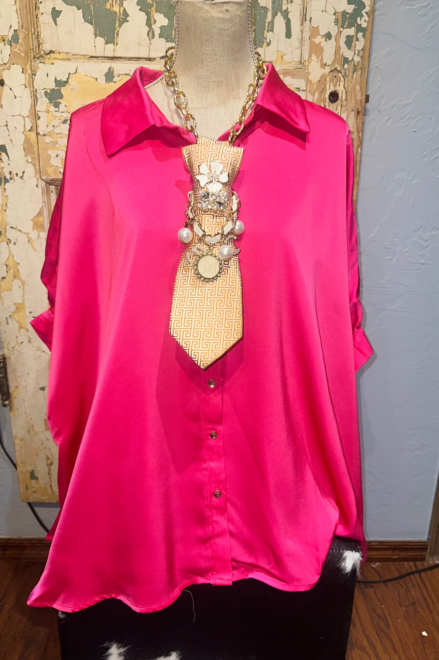 Pink Silky Oversized Top