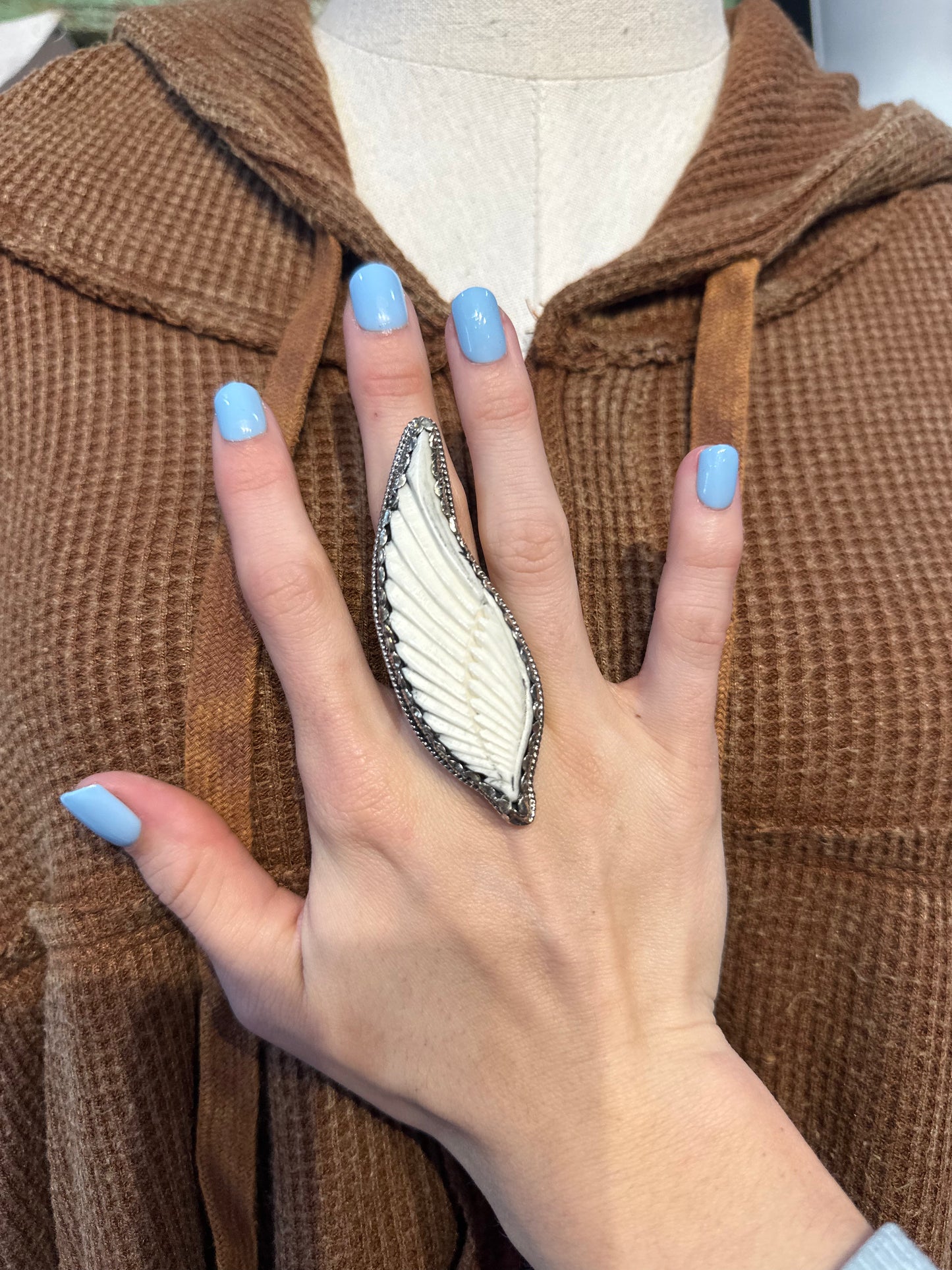 Tibetan Bone Angel Wing Ring