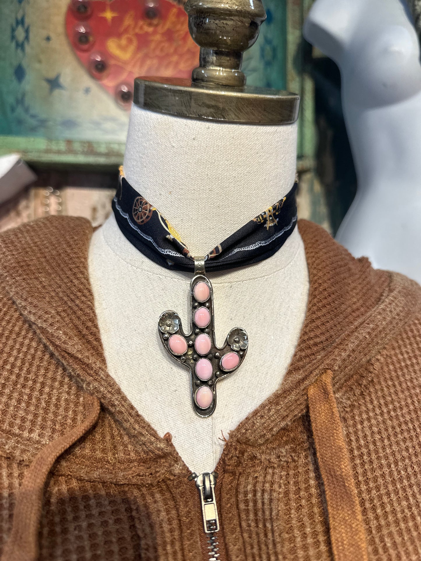 Tibetan Pink Conch Cactus Pendant