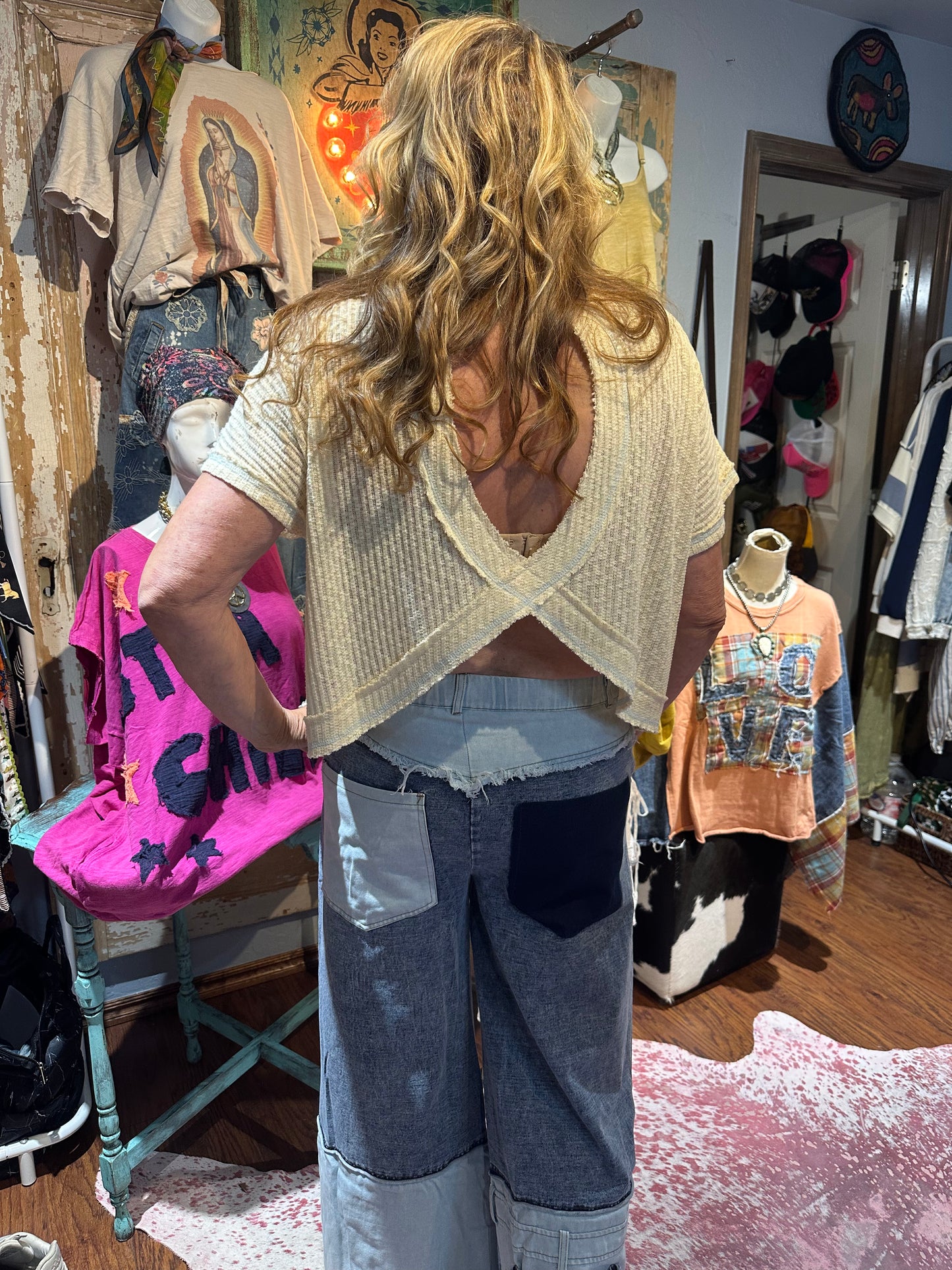 POL Butter Milk Flag Knit Top