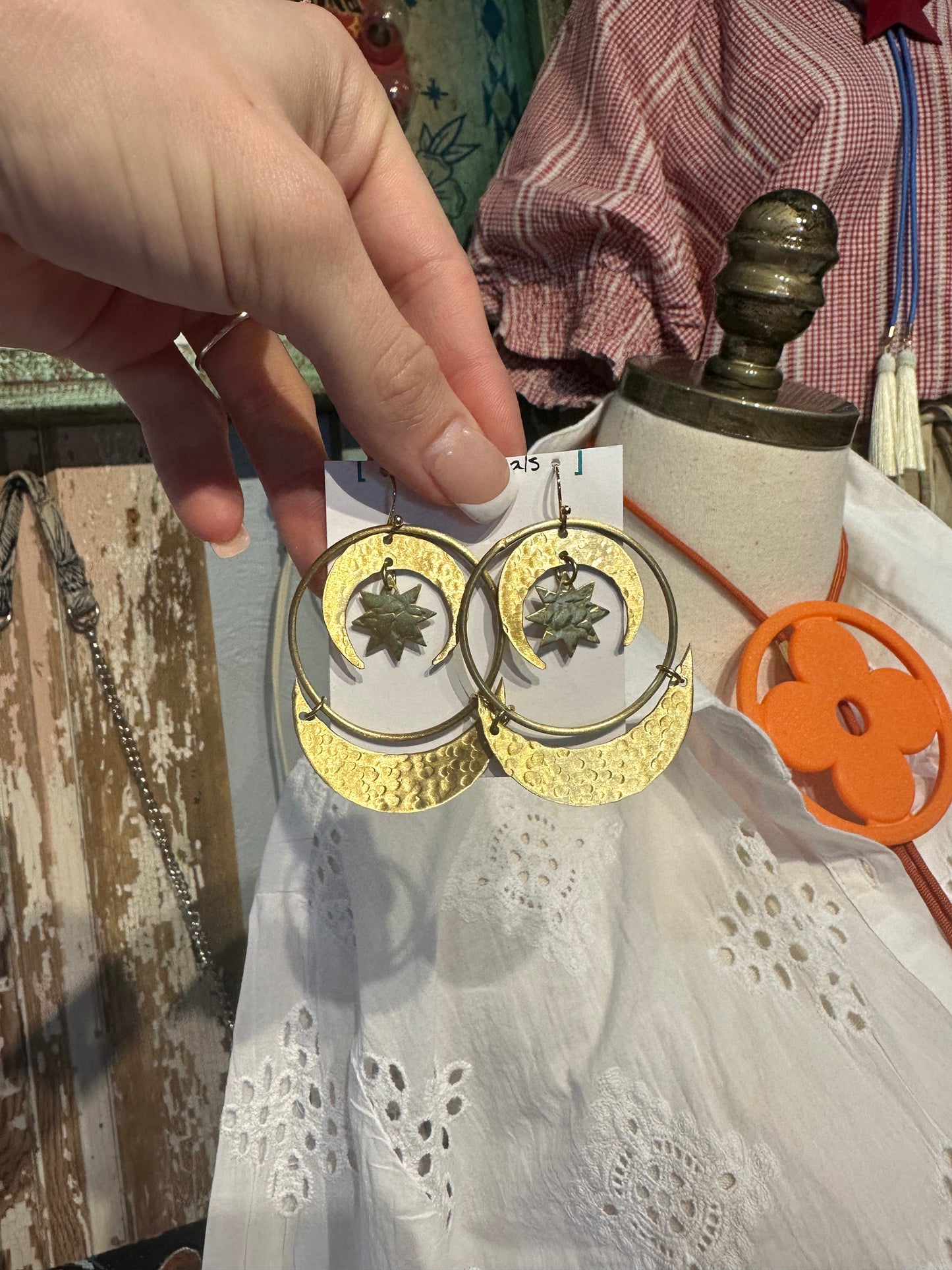 Inspired Gold Moon & Star Hook Earrings