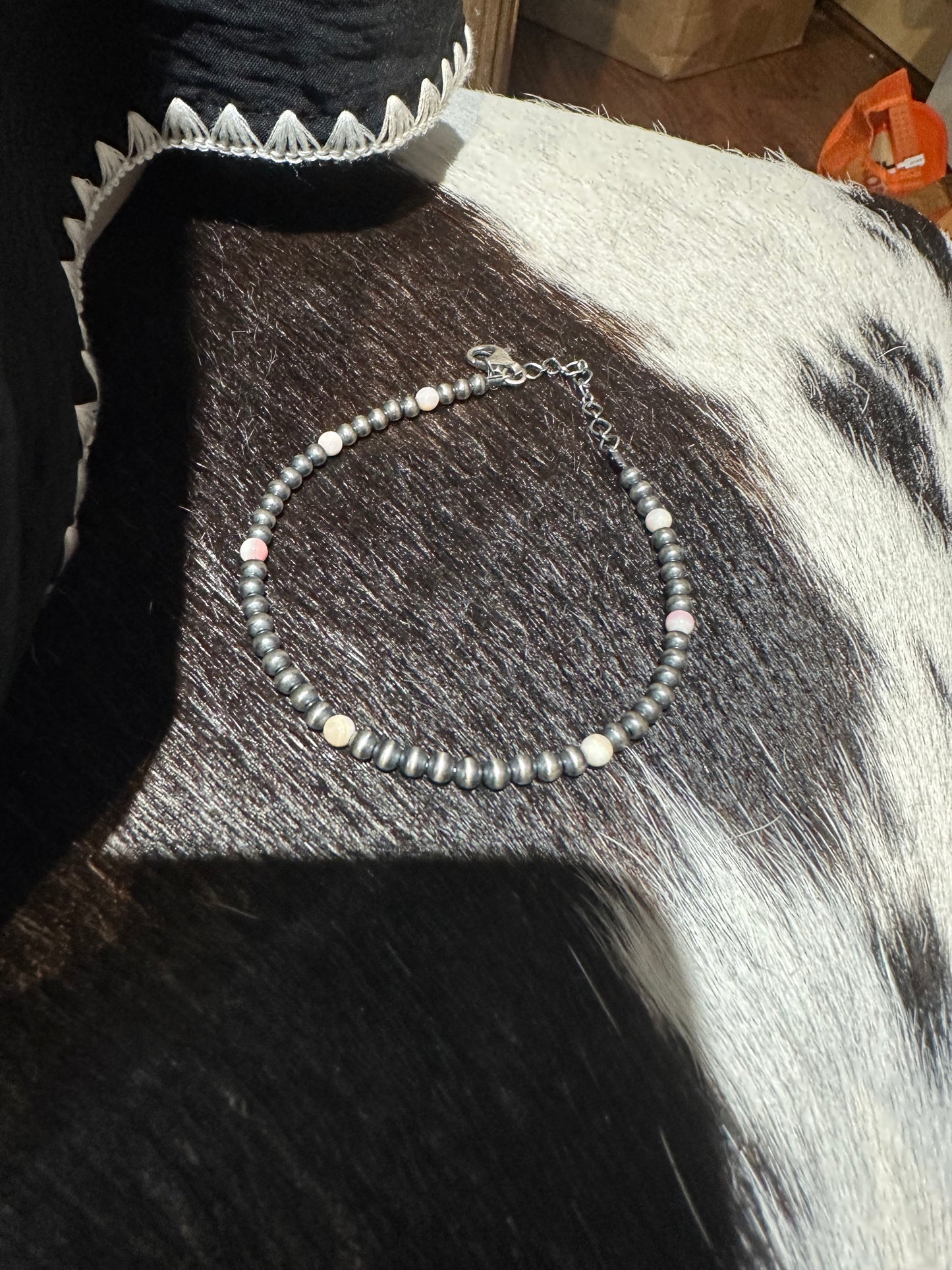 Navajo Pink Conch Ankle Bracelet
