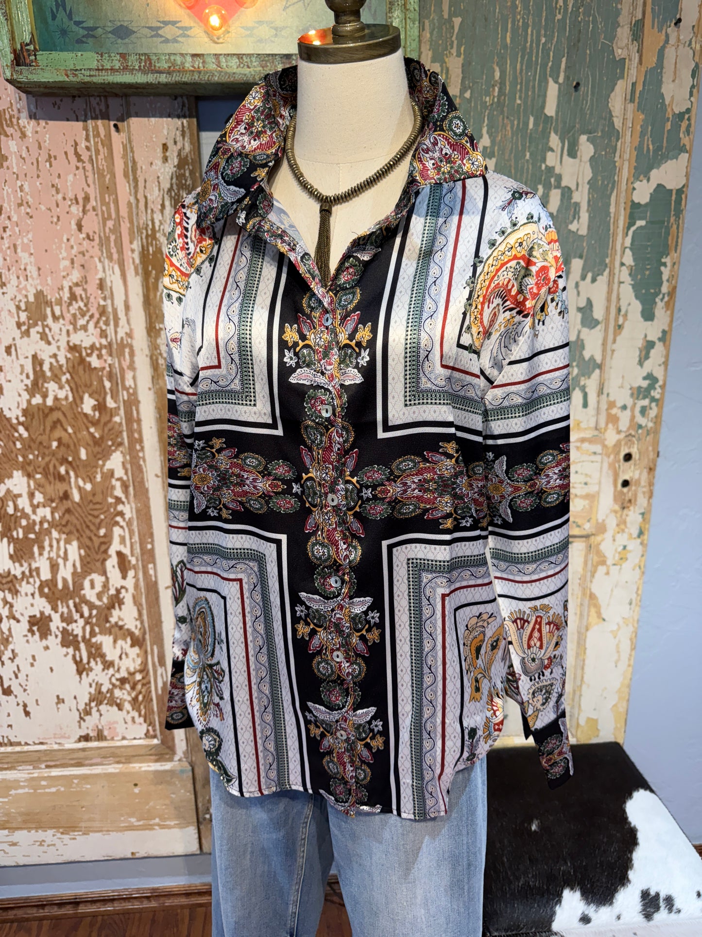 Umgee Floral Button Down Top