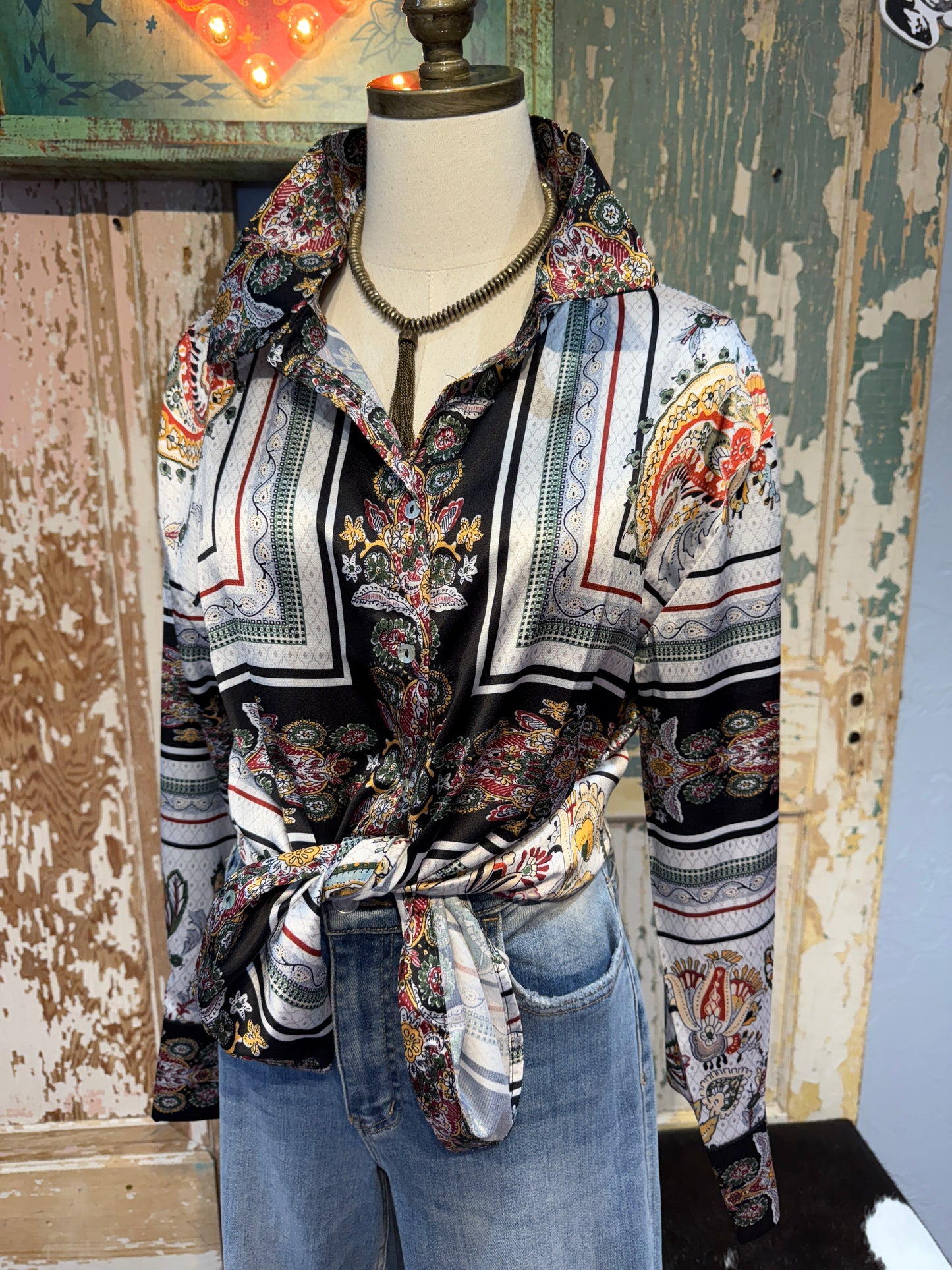 Umgee Floral Button Down Top