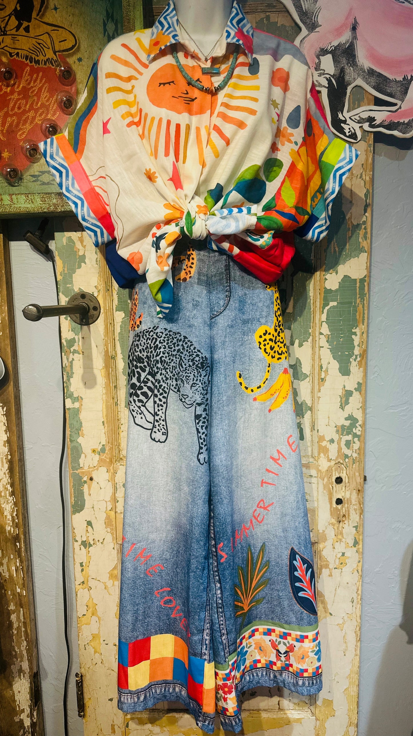Animal Print Tencel Pants