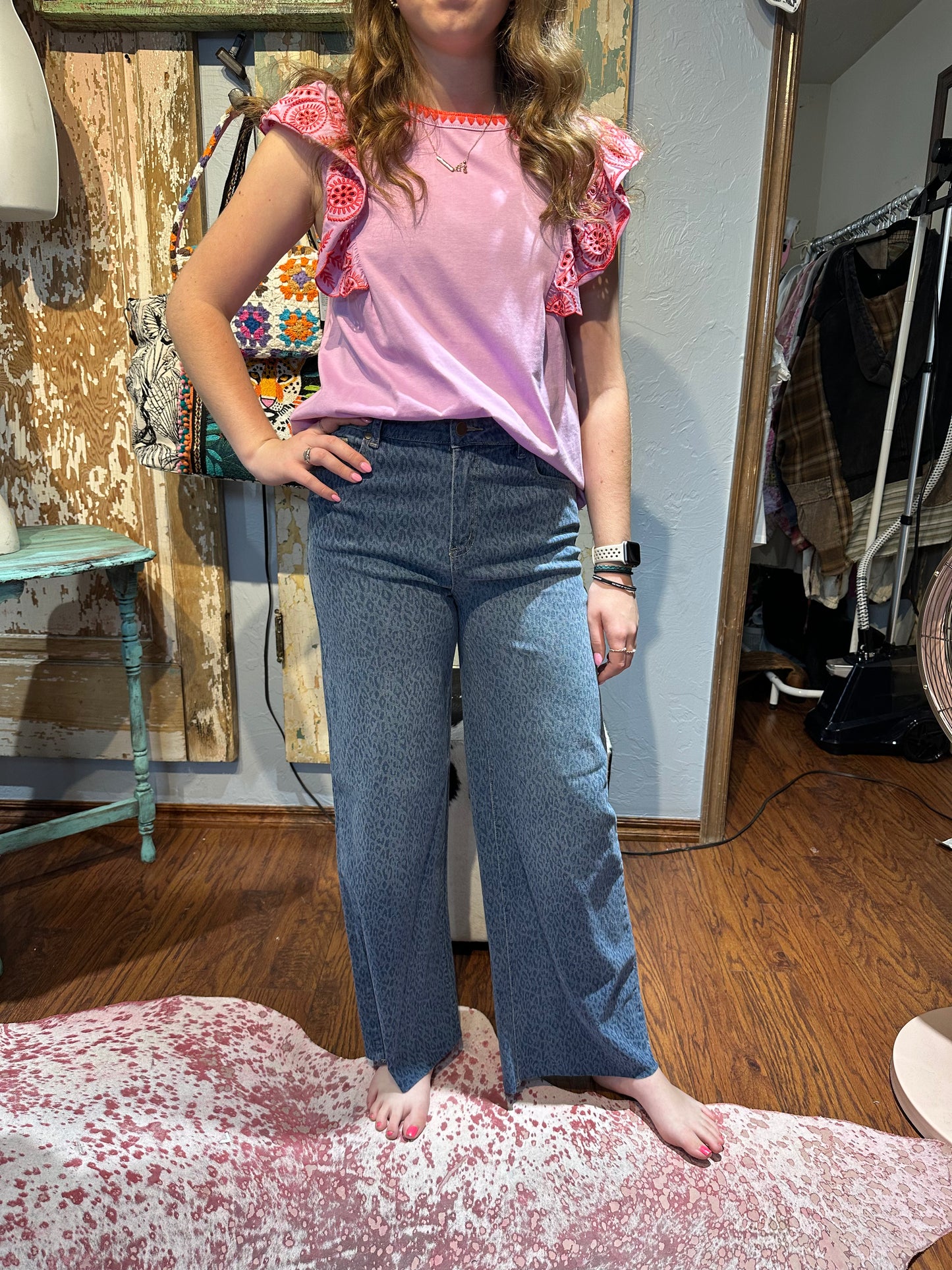 Easel Denim Cheetah Print