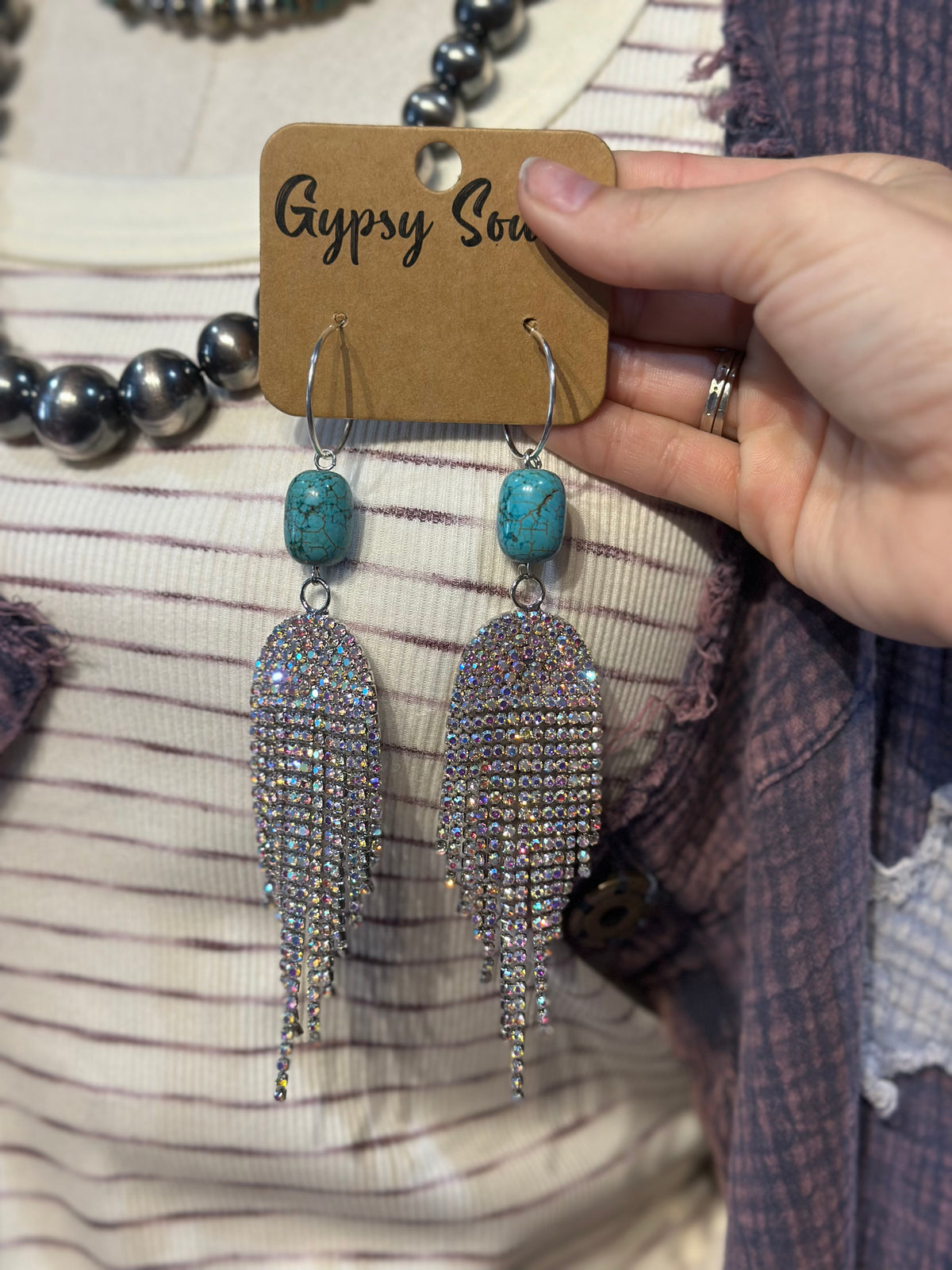 Gypsy South Inspired Turquoise Crystal Earrings