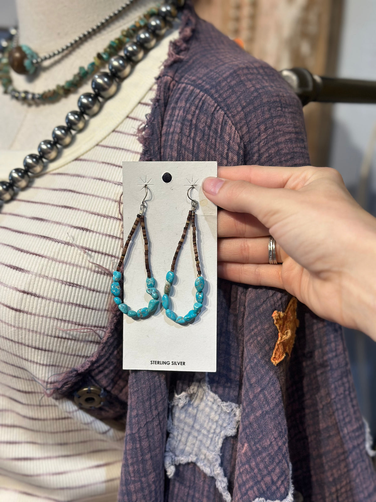 Navajo Turquoise Teardrop Earrings