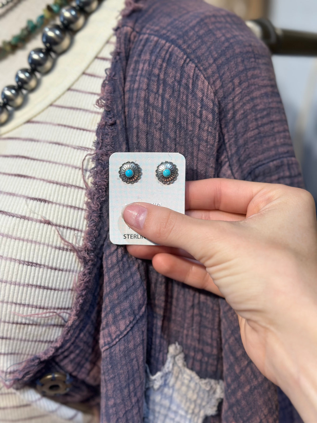 Navajo Sterling Silver & Turquoise Earrings