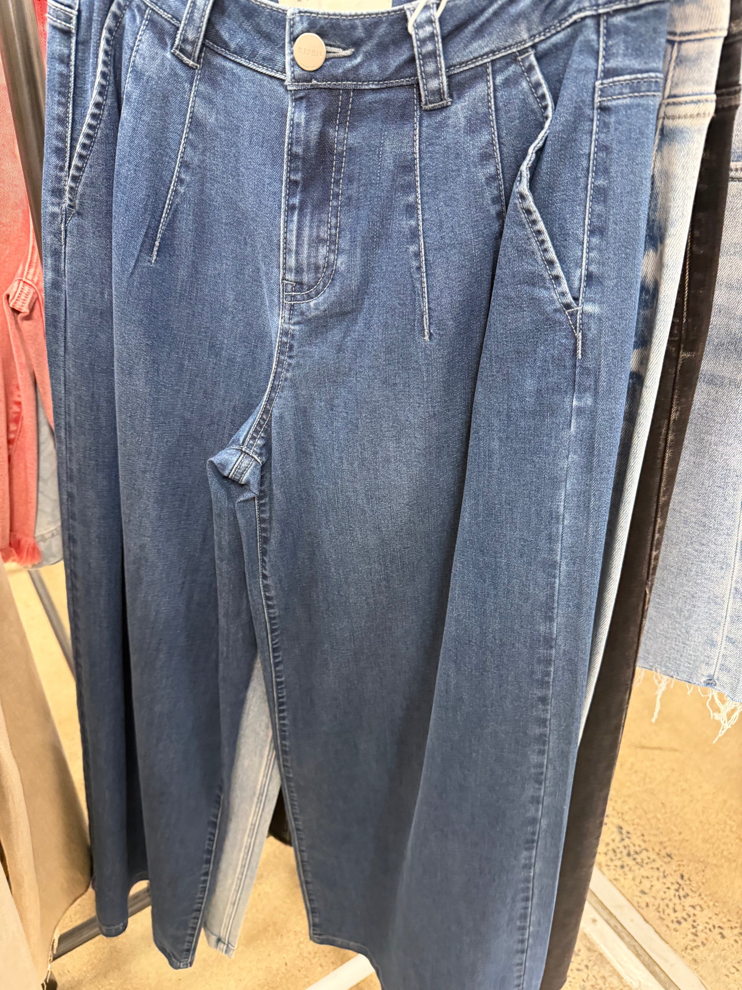 ❤️Preorder TWO WEEKS: PW21178 Dark Flowy Denim