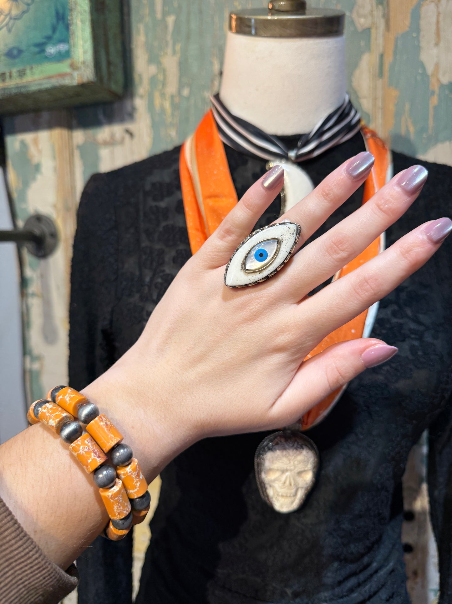 Eye Tibetan Bone Adjustable Ring
