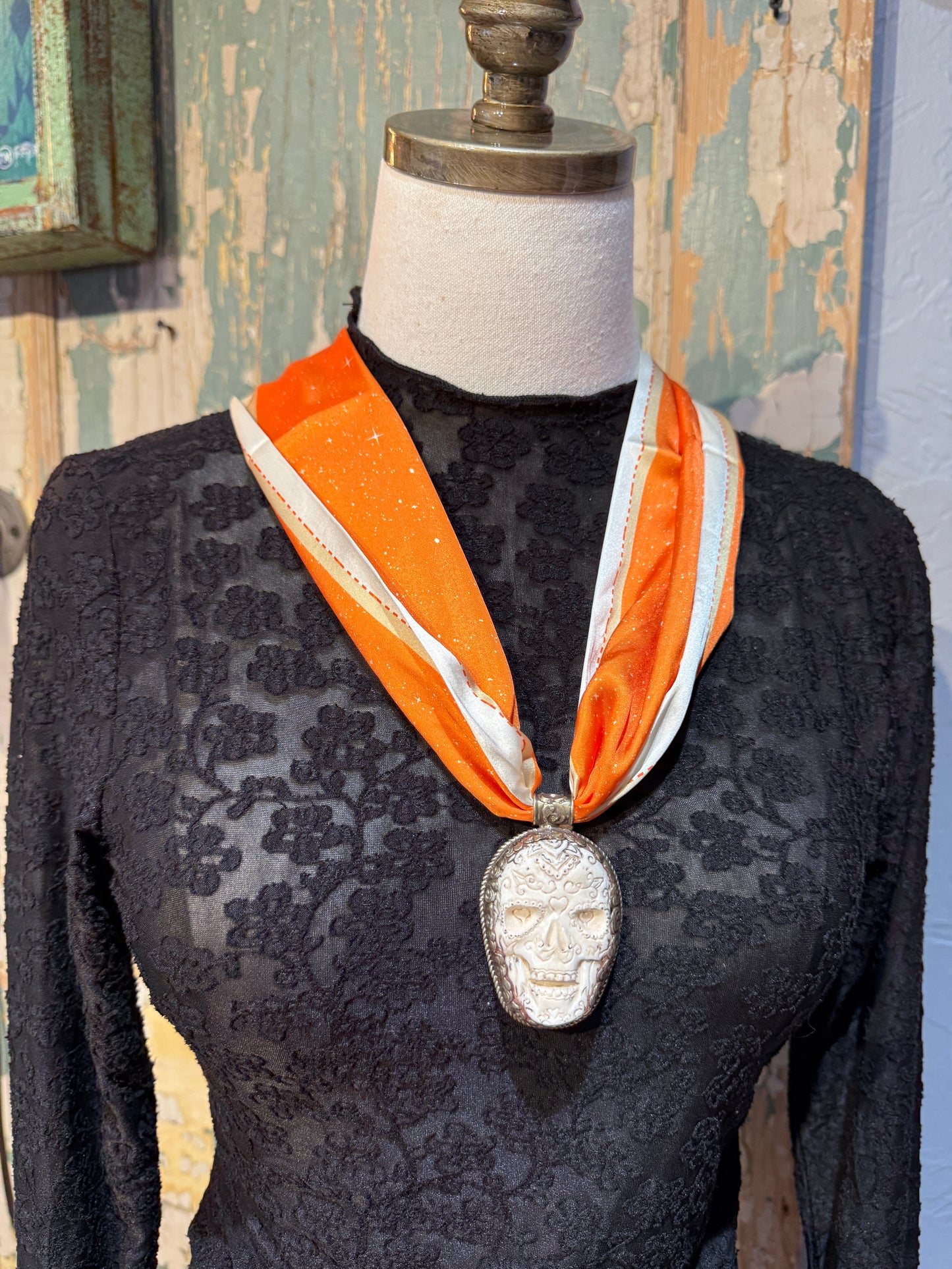 Skull Bone Tibetan Pendant with Twilly