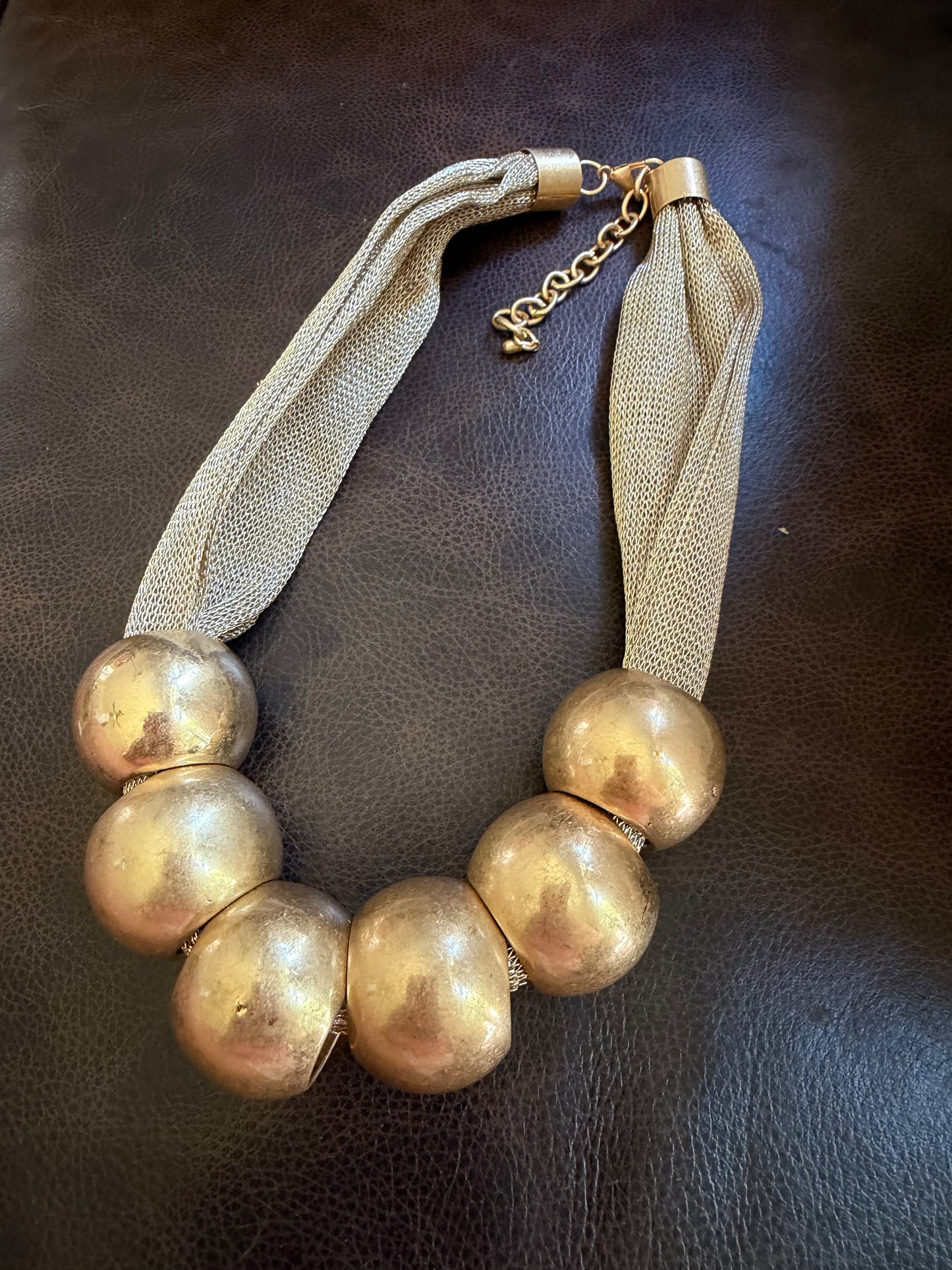 6 Gold Ball Mesh Necklace with Extender