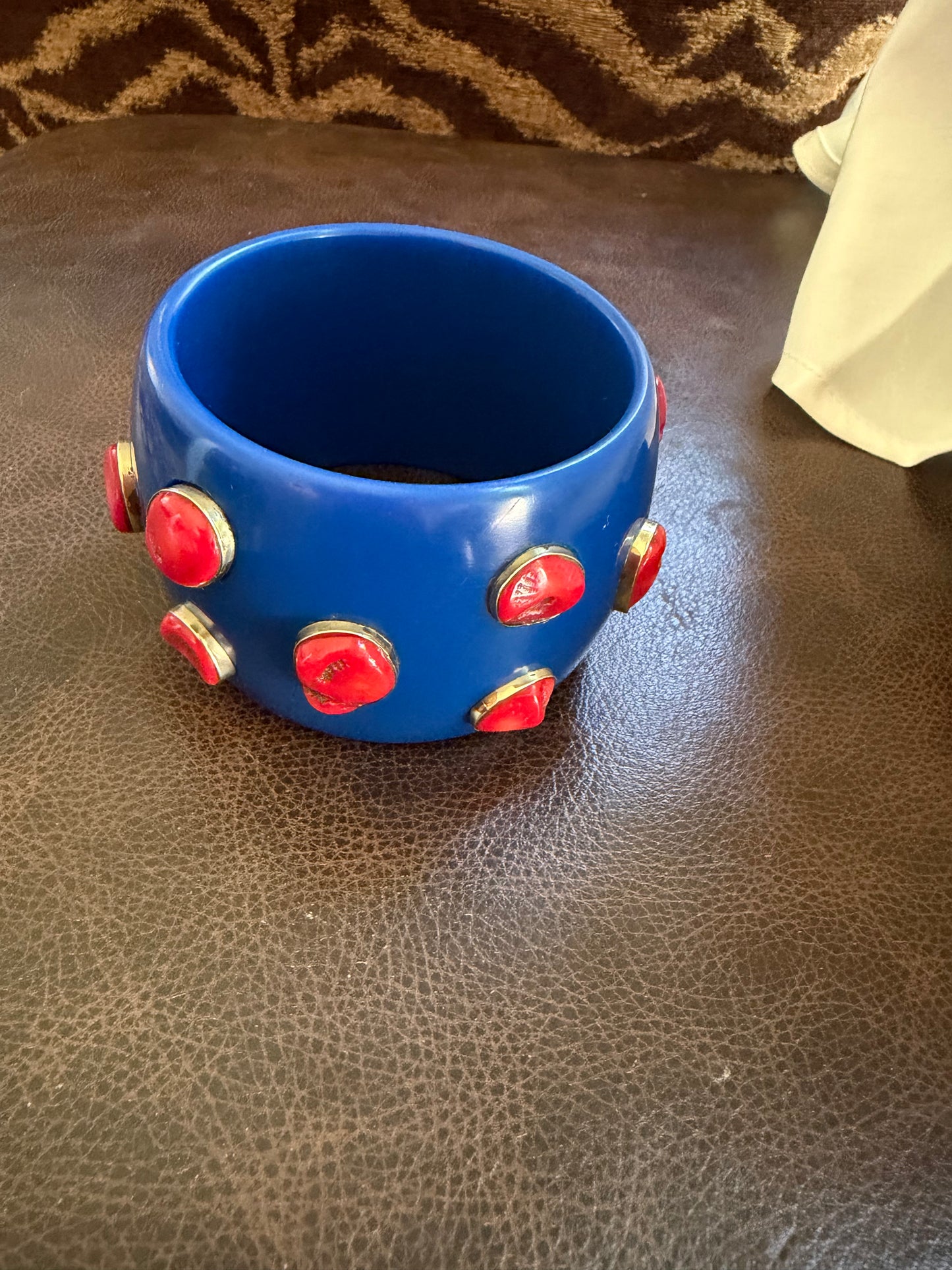Cobalt Blue Coral & Resin Statement Bangle