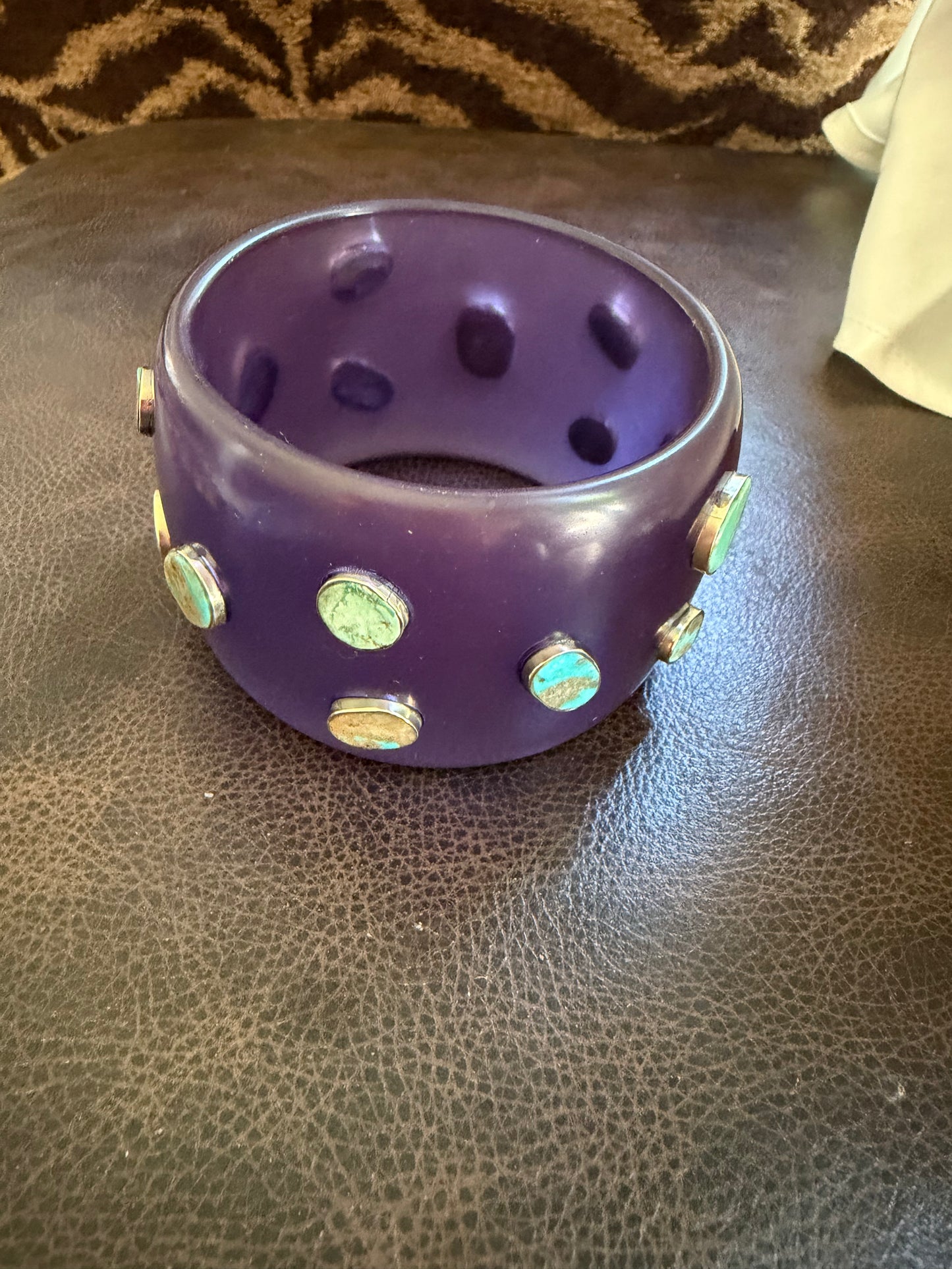 Purple Genuine Turquoise Resin Statement Bangle