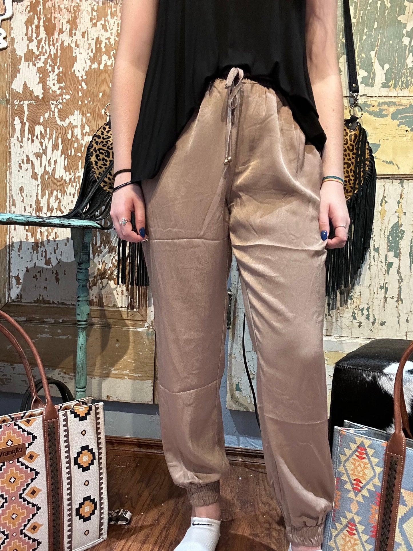 Tan Silky Joggers
