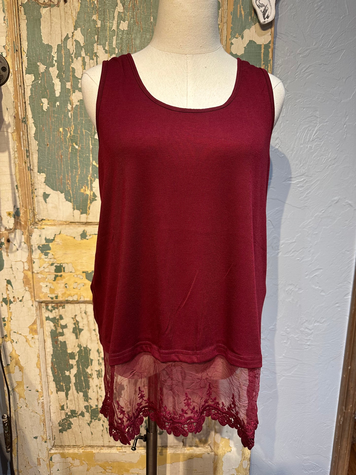 Wine Lace Tank Top