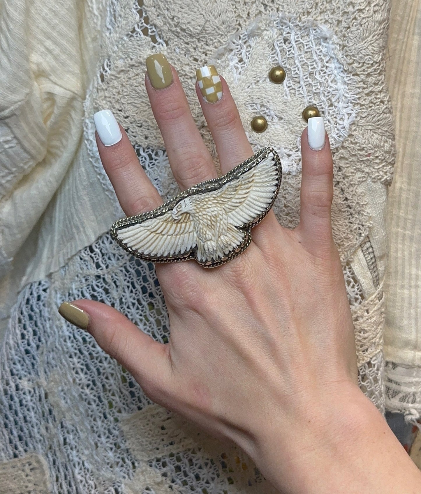 Tibetan Bone Eagle Ring