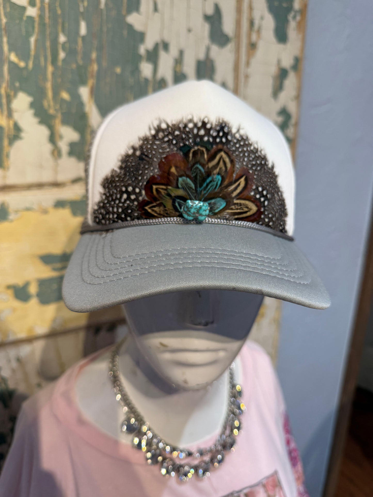 Feather Turquoise Trucker Hat