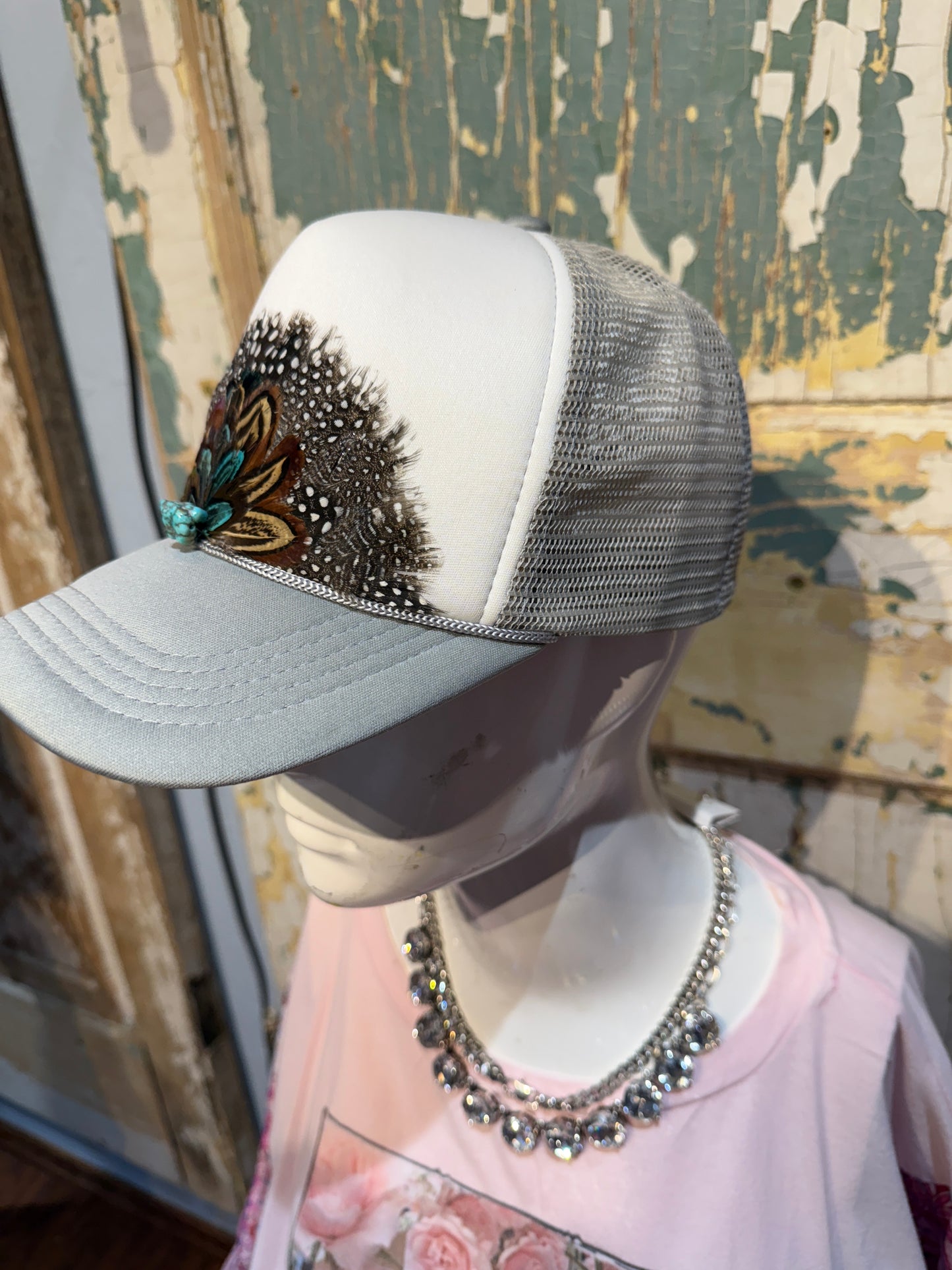 Feather Turquoise Trucker Hat