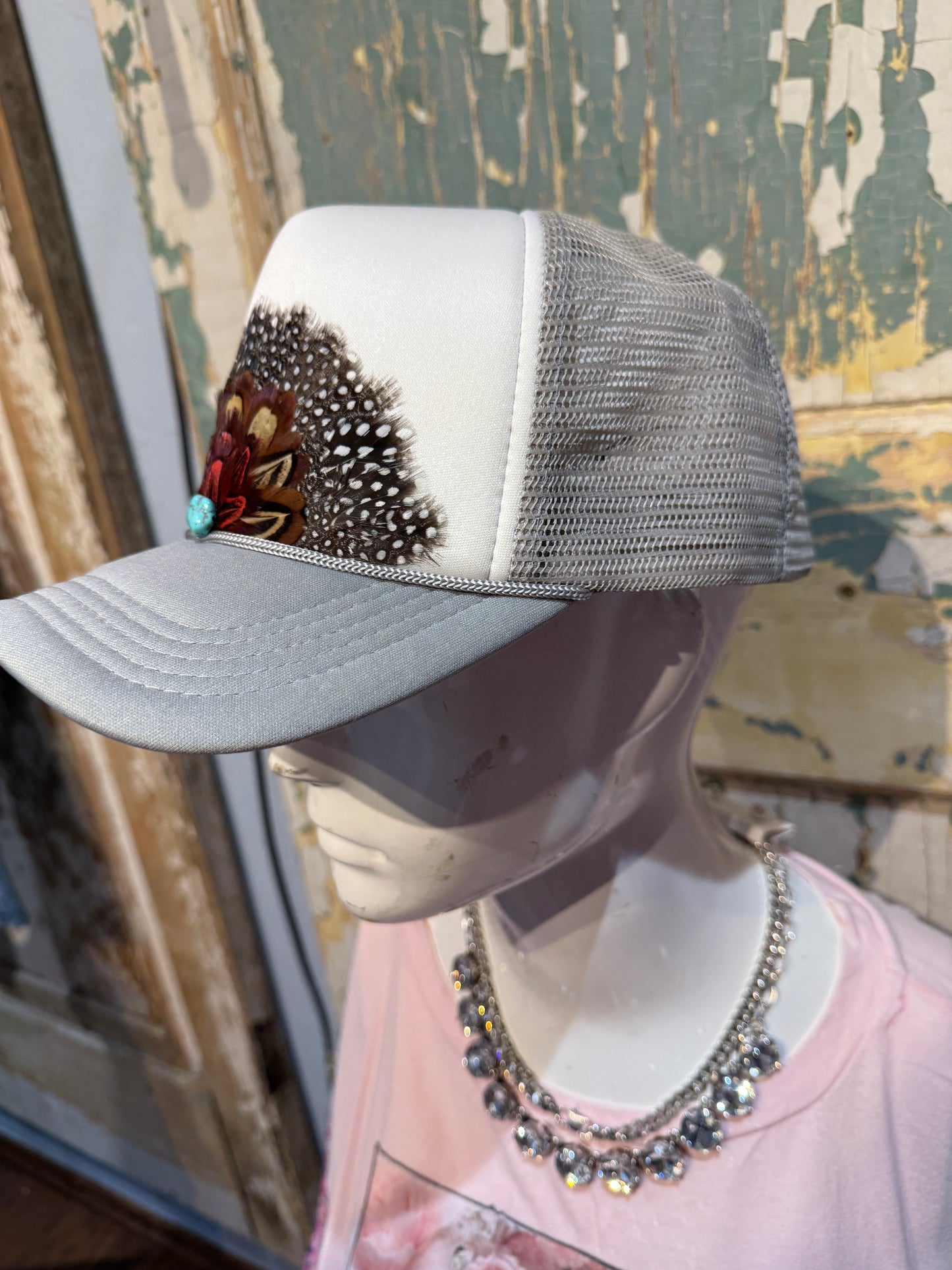 Feather Turquoise Trucker Hat