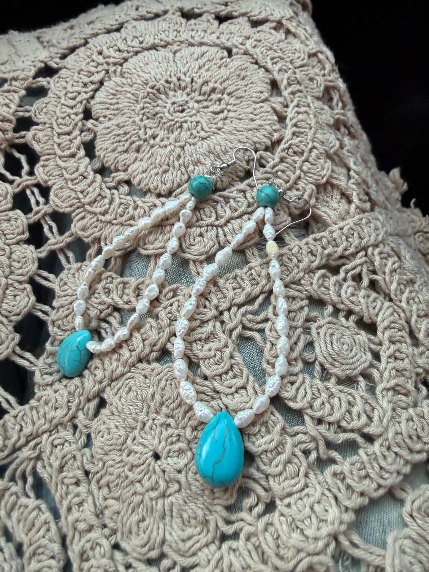 Mother of Pearl Howlite Turquoise Earrings