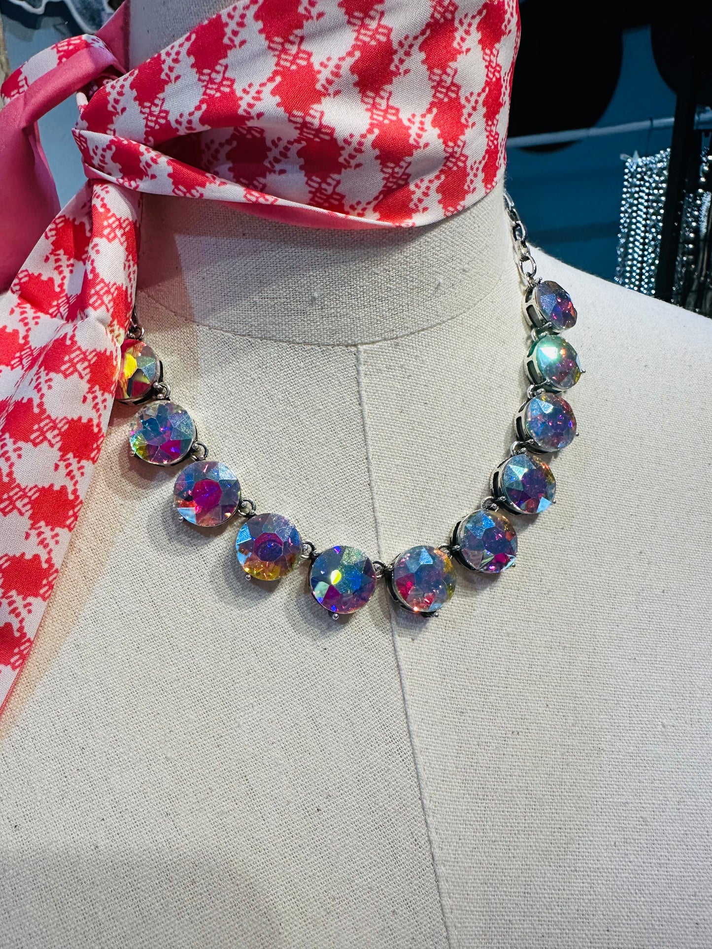 Large AB Crystal Stone Necklace
