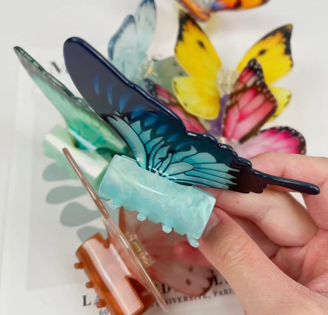 Acetate Large Butterfly Hair Clip Dark Pink