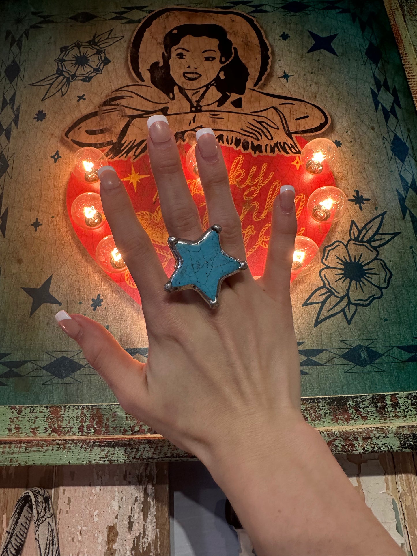 Inspired Turquoise Stretchy Star Ring