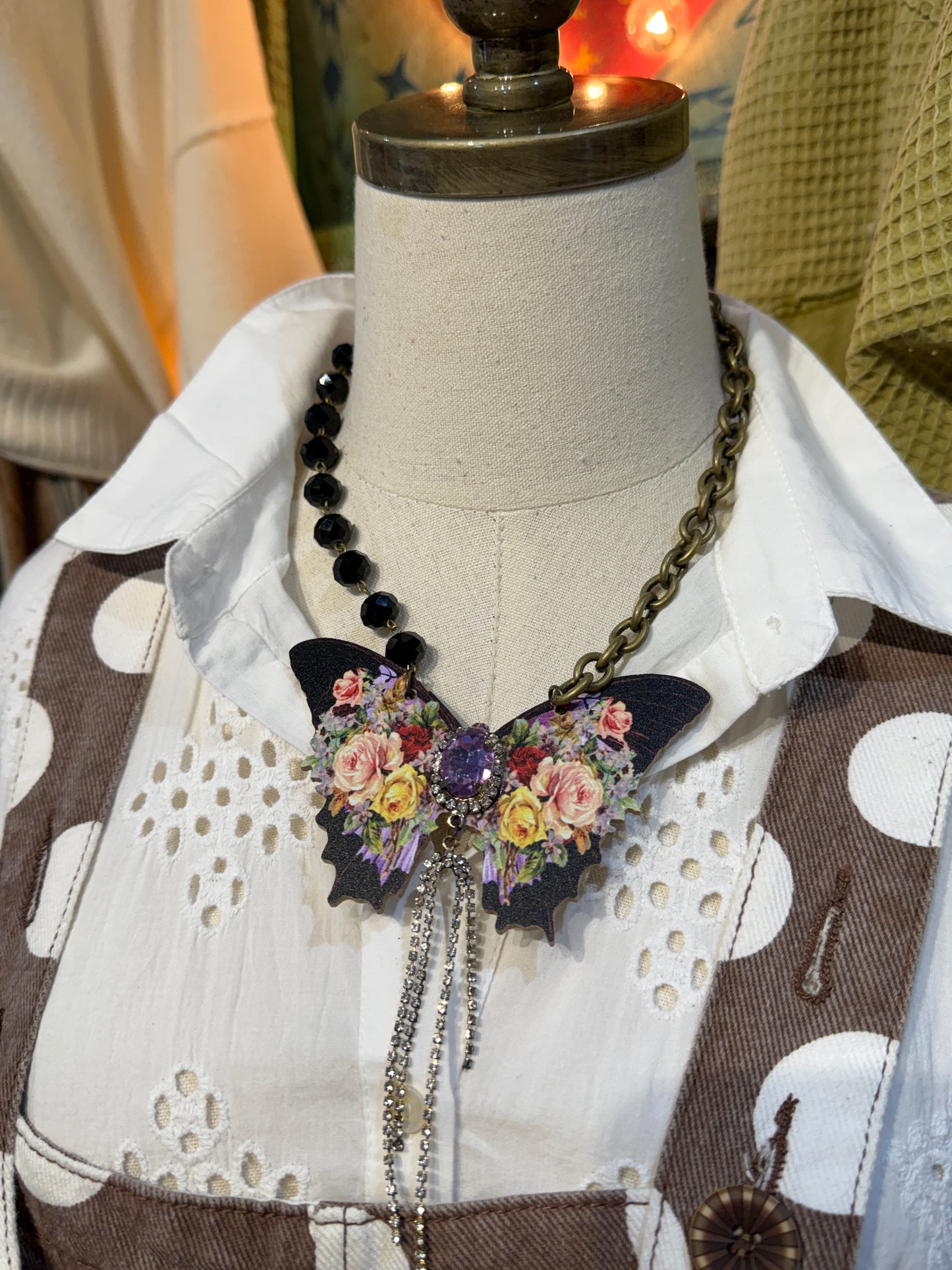 Gypsy South Black and Purple Butterfly Necklace