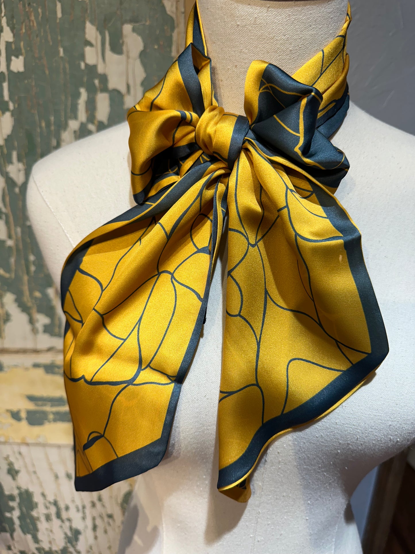 Green and Gold Abstract Twilly Scarf