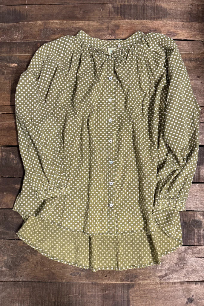 Jaded Gypsy Sweet Nothings Top Olive Dot