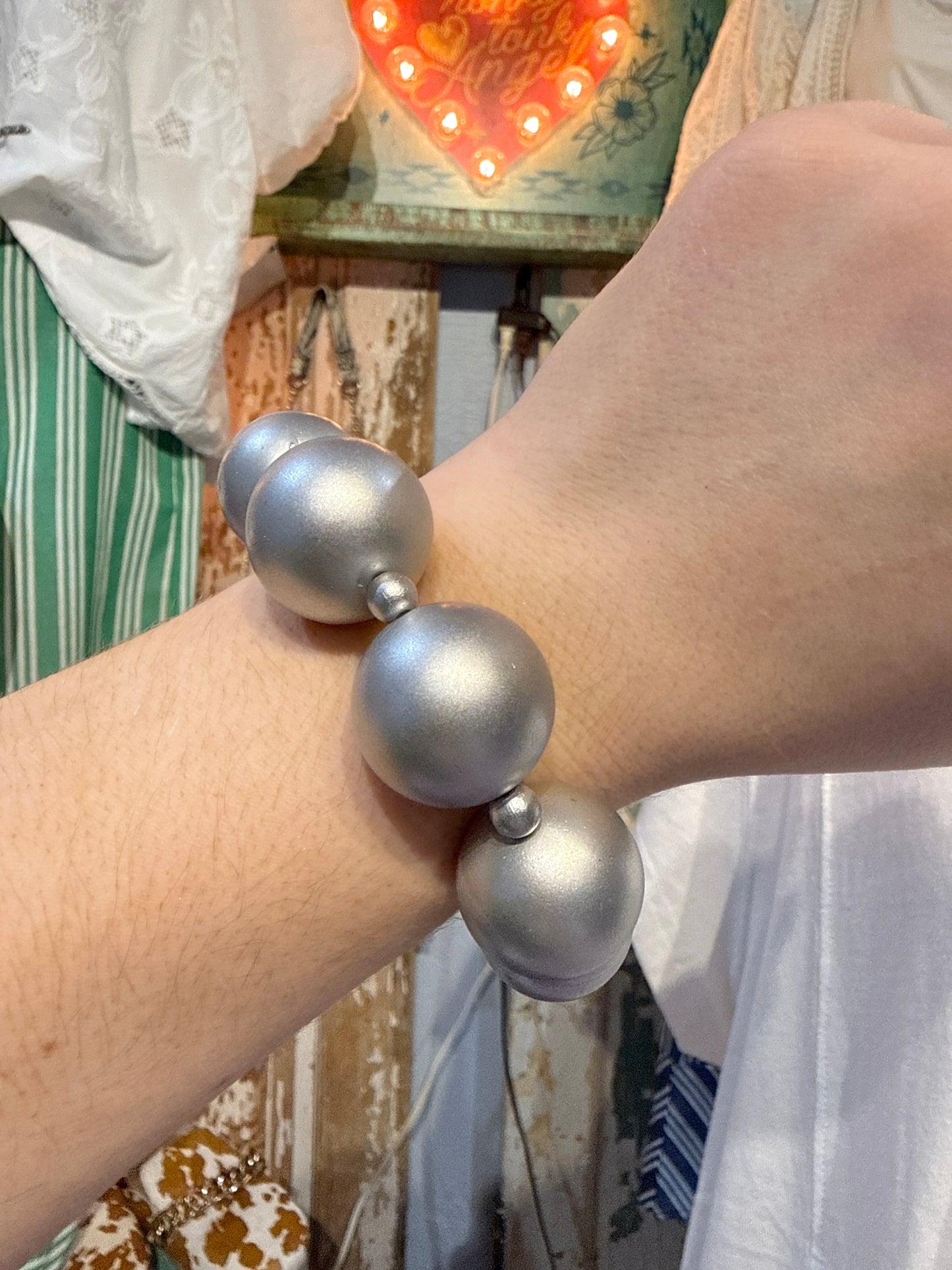 Large Matte Silver Bracelet