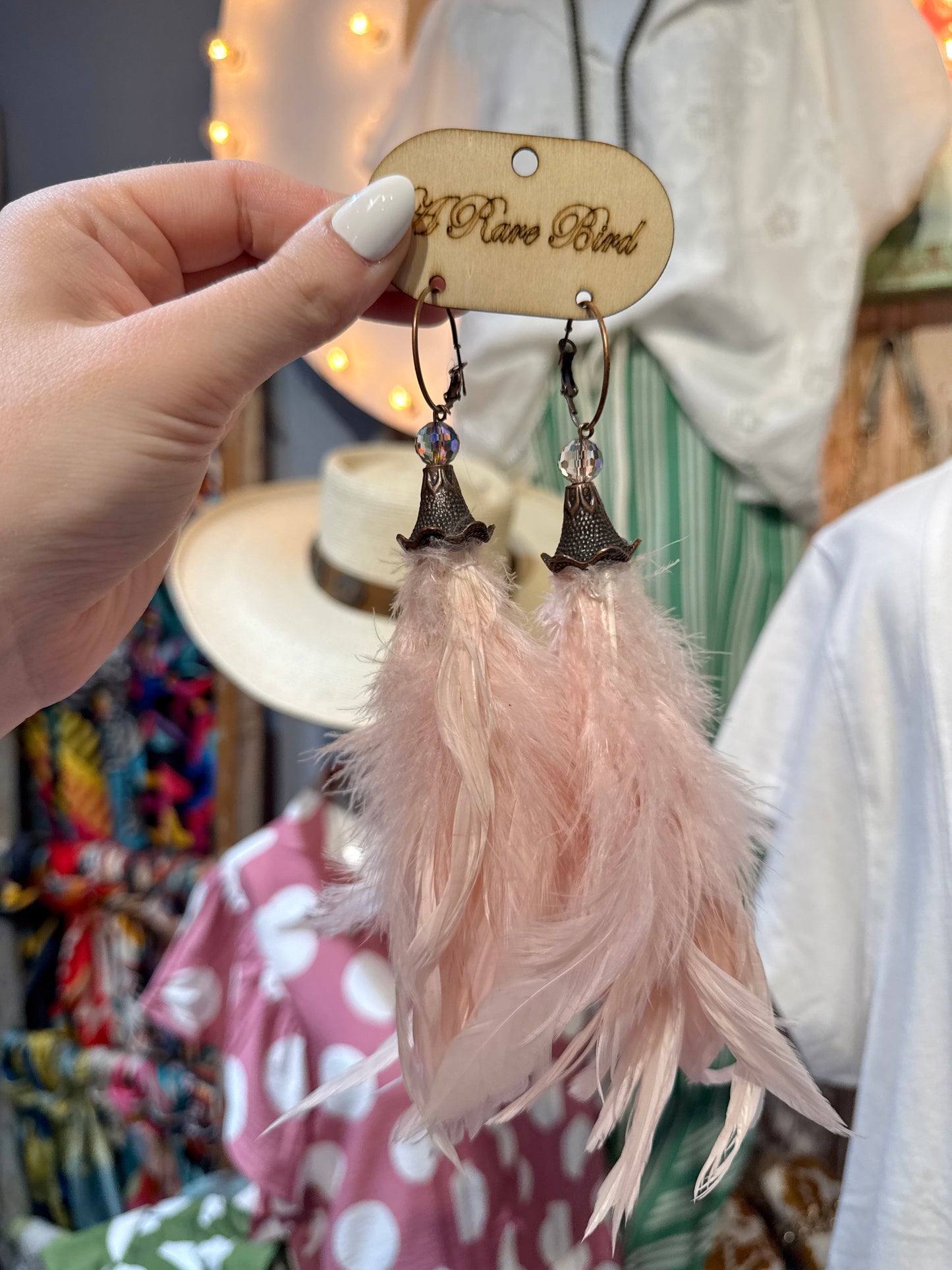 A Rare Bird Pink Feather Earrings