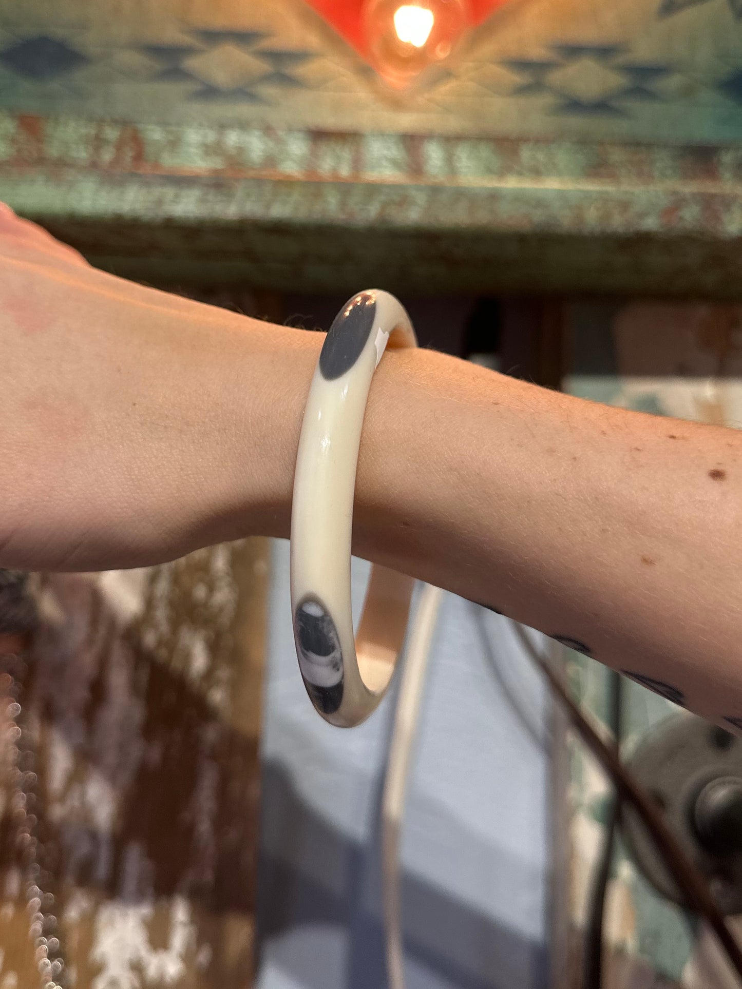 Cream & Gray Polka Dot Bangle