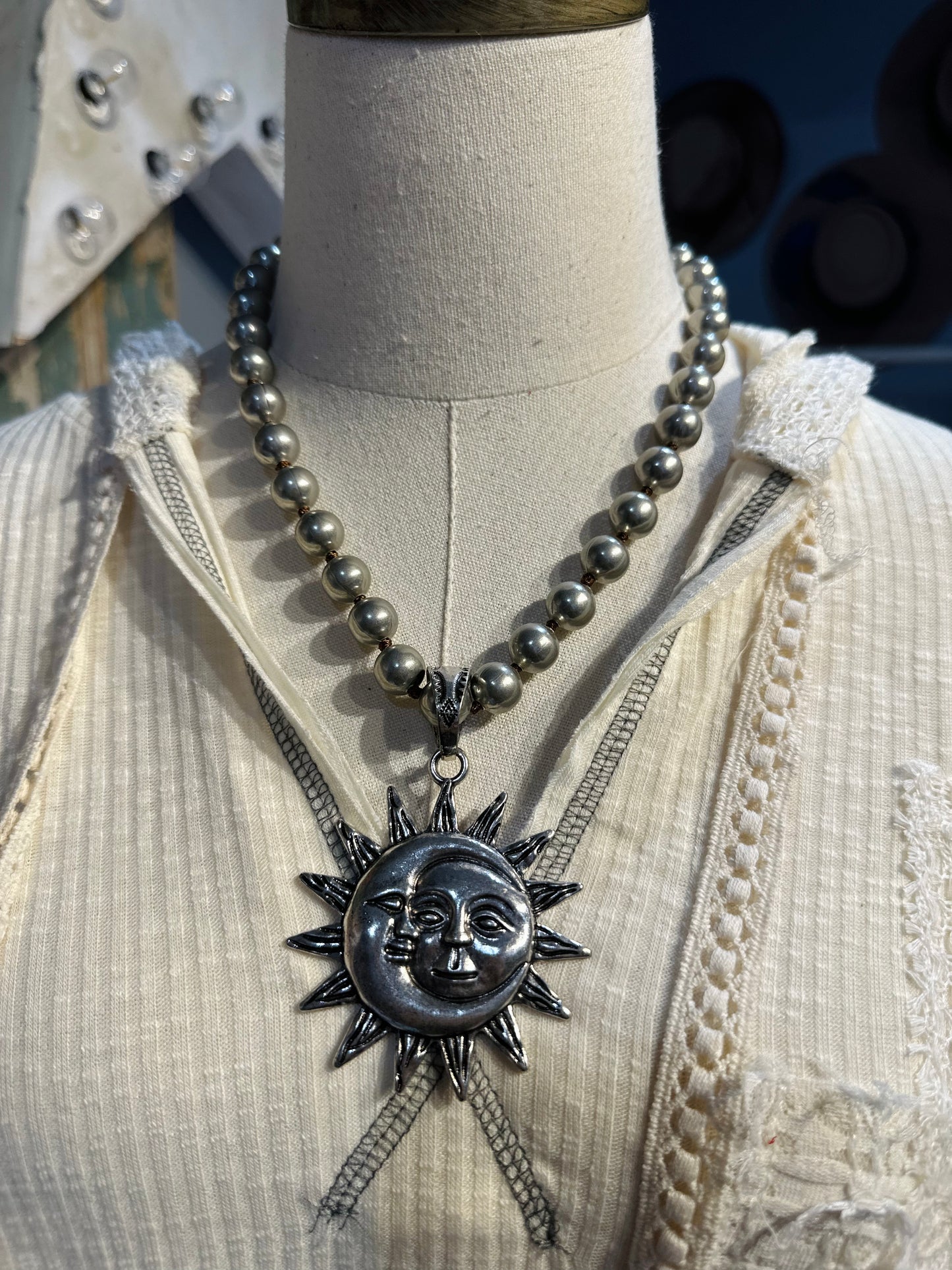 Inspired Silver Sun & Moon Necklace