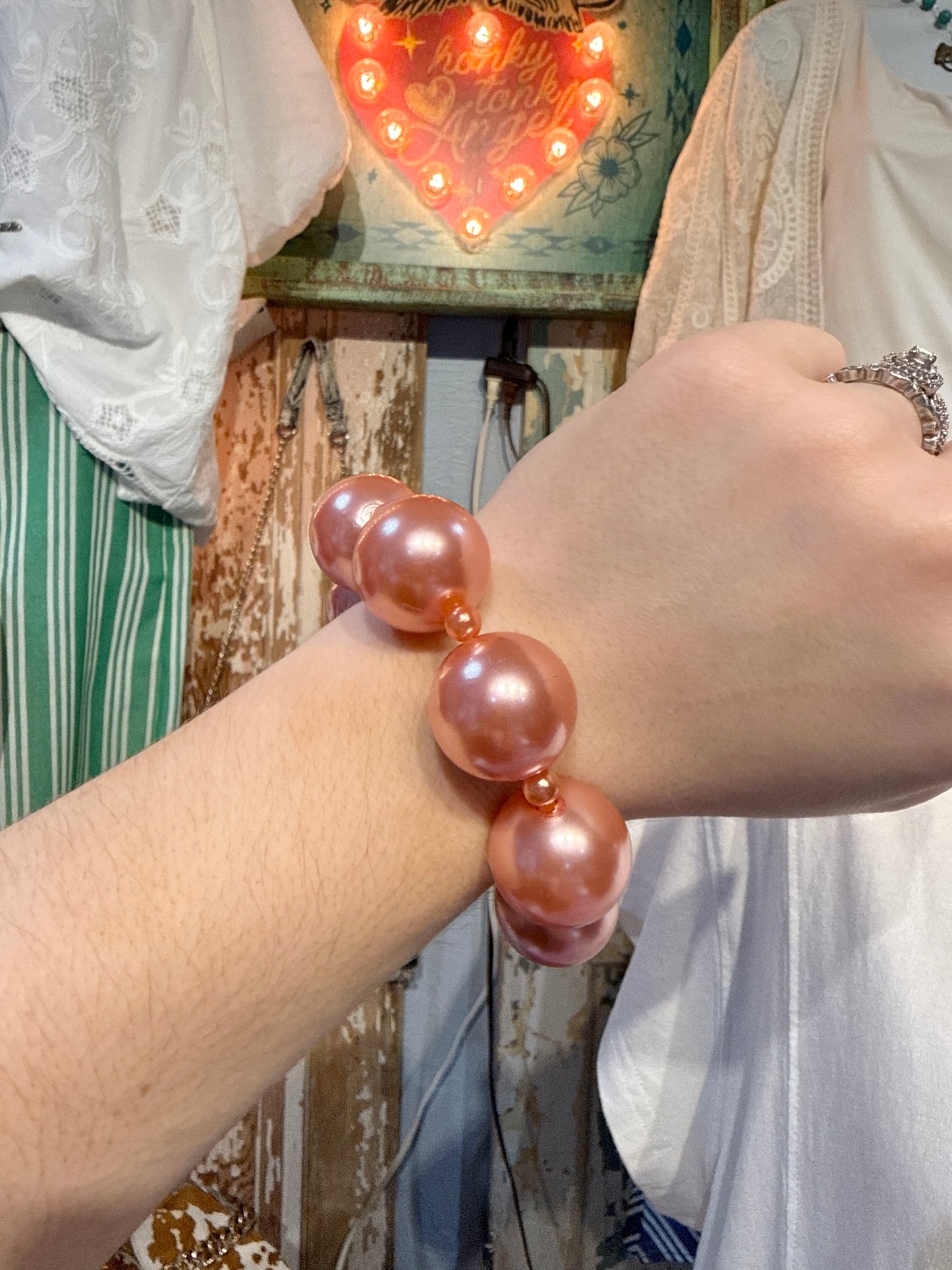 Large Peach Pink Bracelet