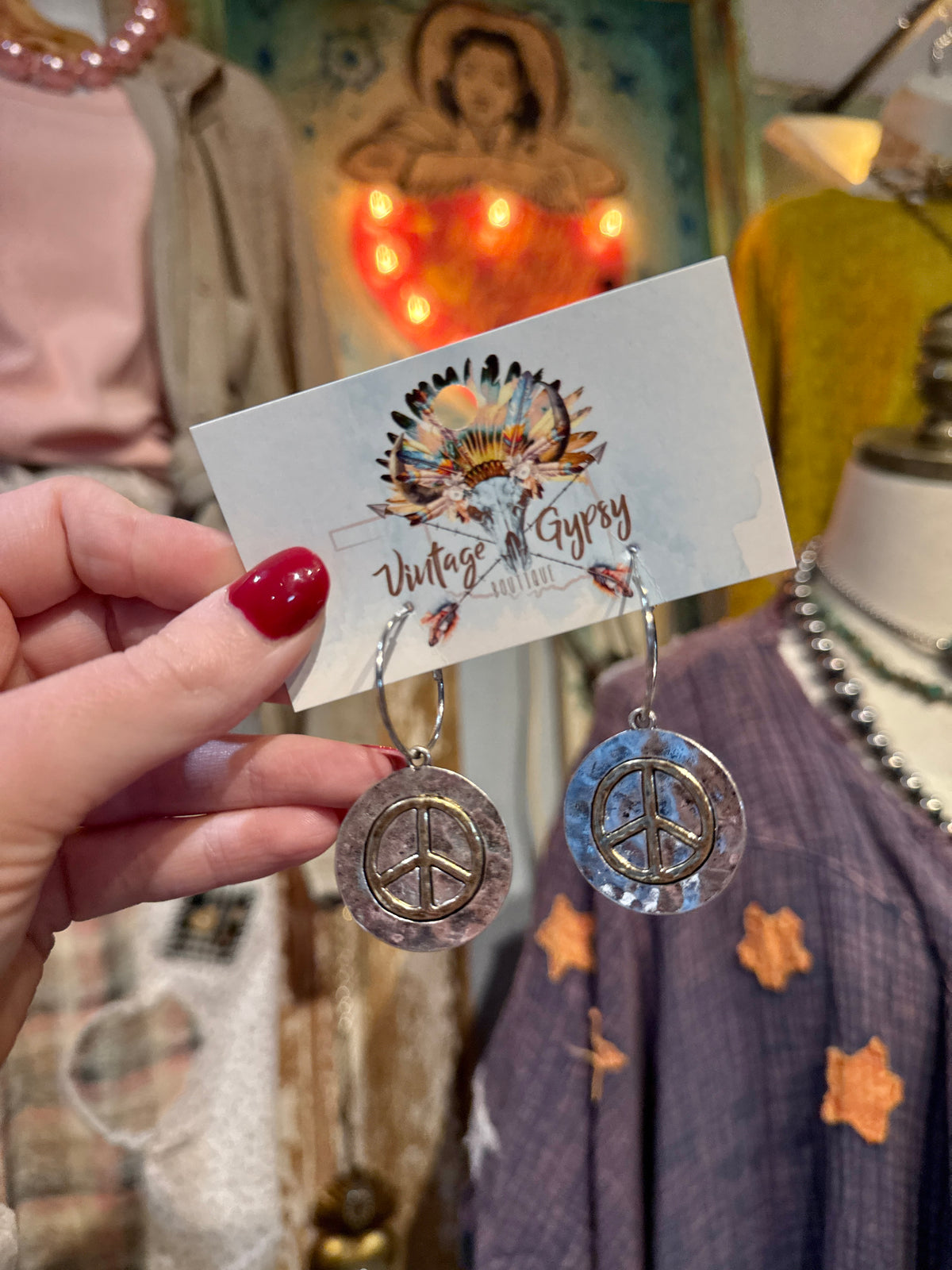 Inspired Mixed Metal Peace Sign Earrings