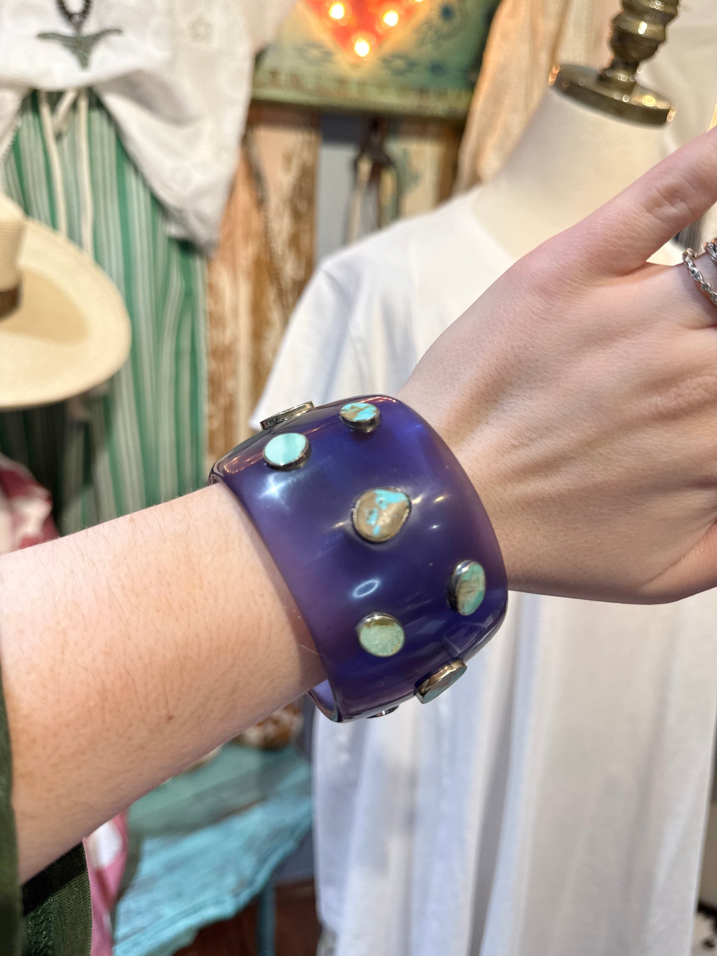 Purple Turquoise Resin Bangle Bracelet