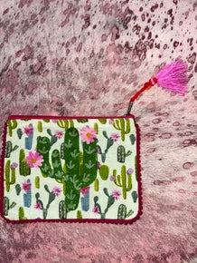 Cactus Embroidered Pouch