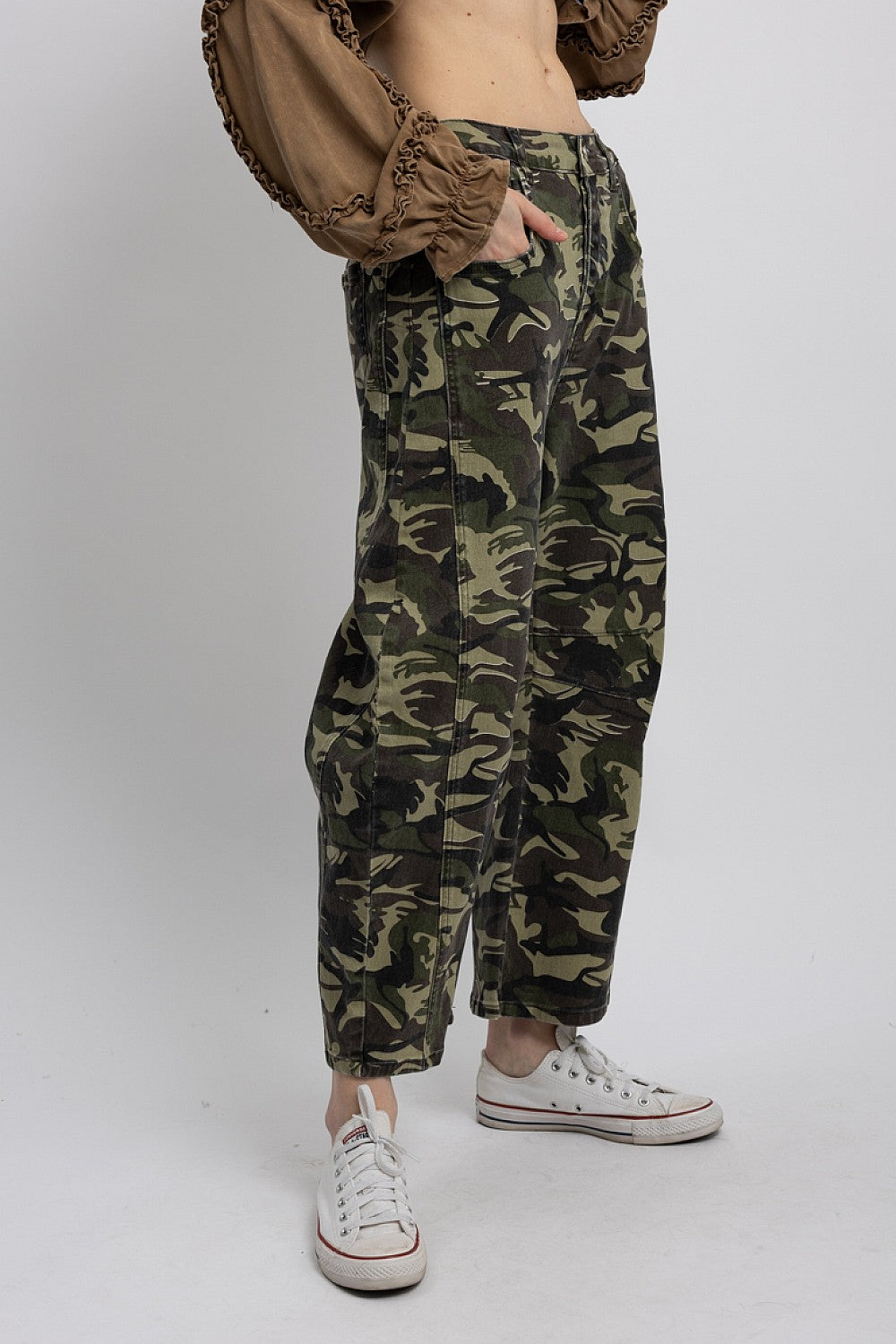 Blue Velvet Camo Barrel Pants
