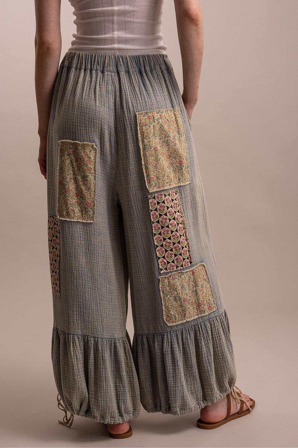 BlueVelvet Blue Patchwork Pants