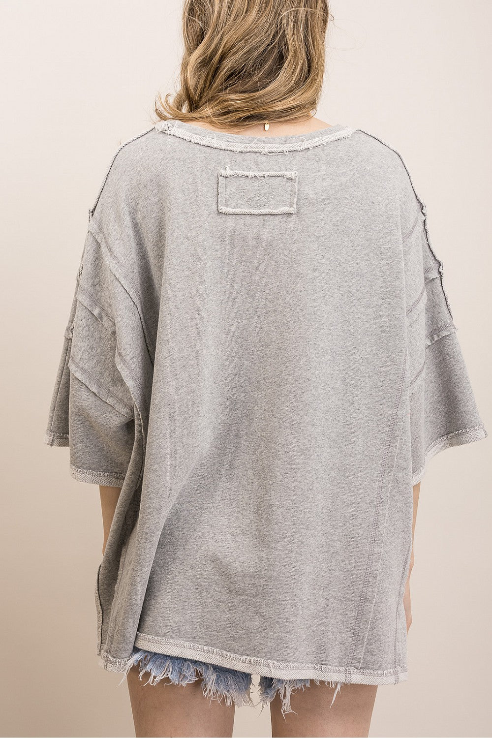 BlueVelvet Heather Grey Flag Top