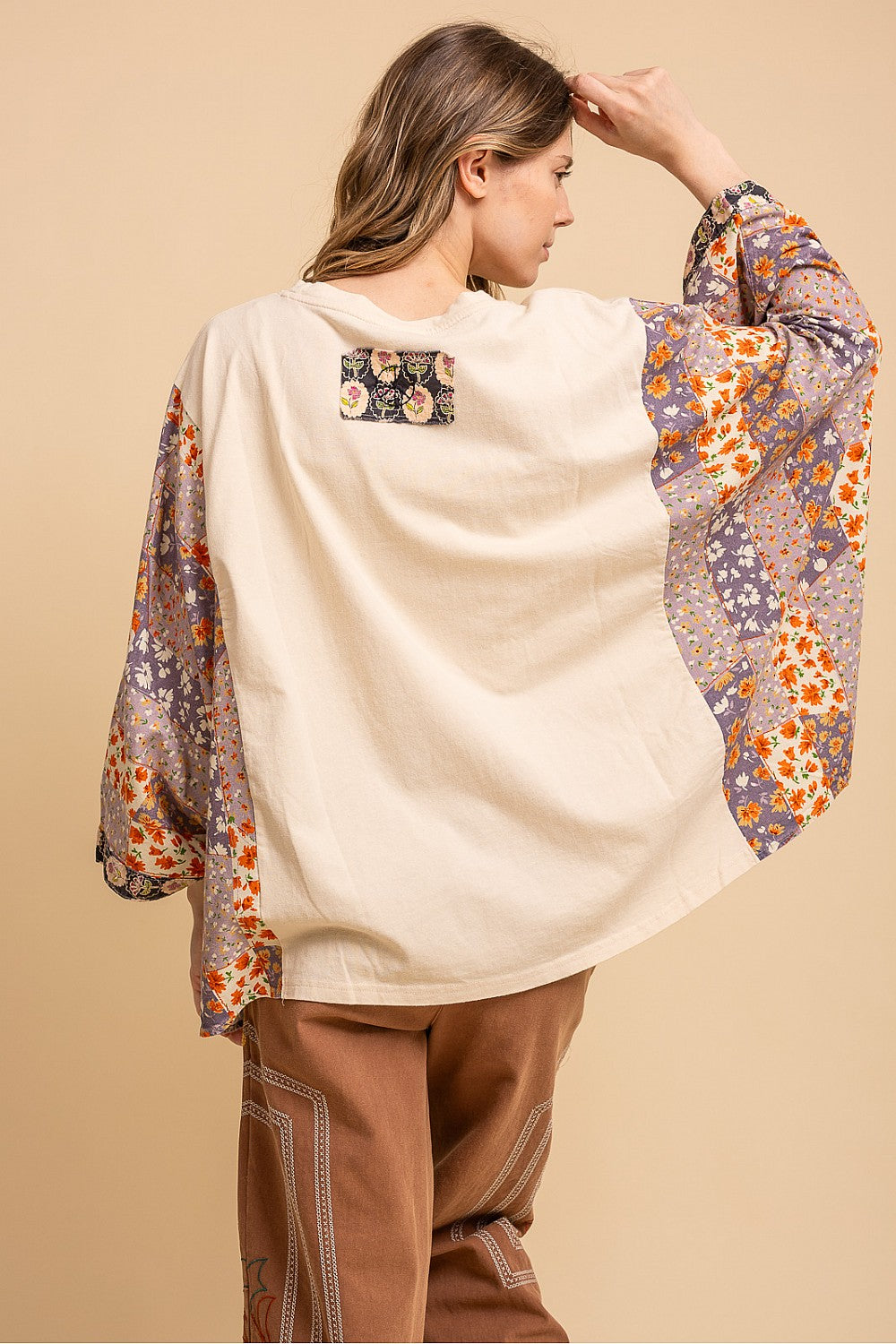 Blue Velvet Heart & Peace Kantha Poncho Sleeve Top