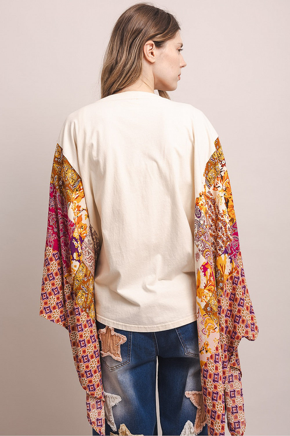 Blue Velvet White Cowboy Graphic Poncho Top