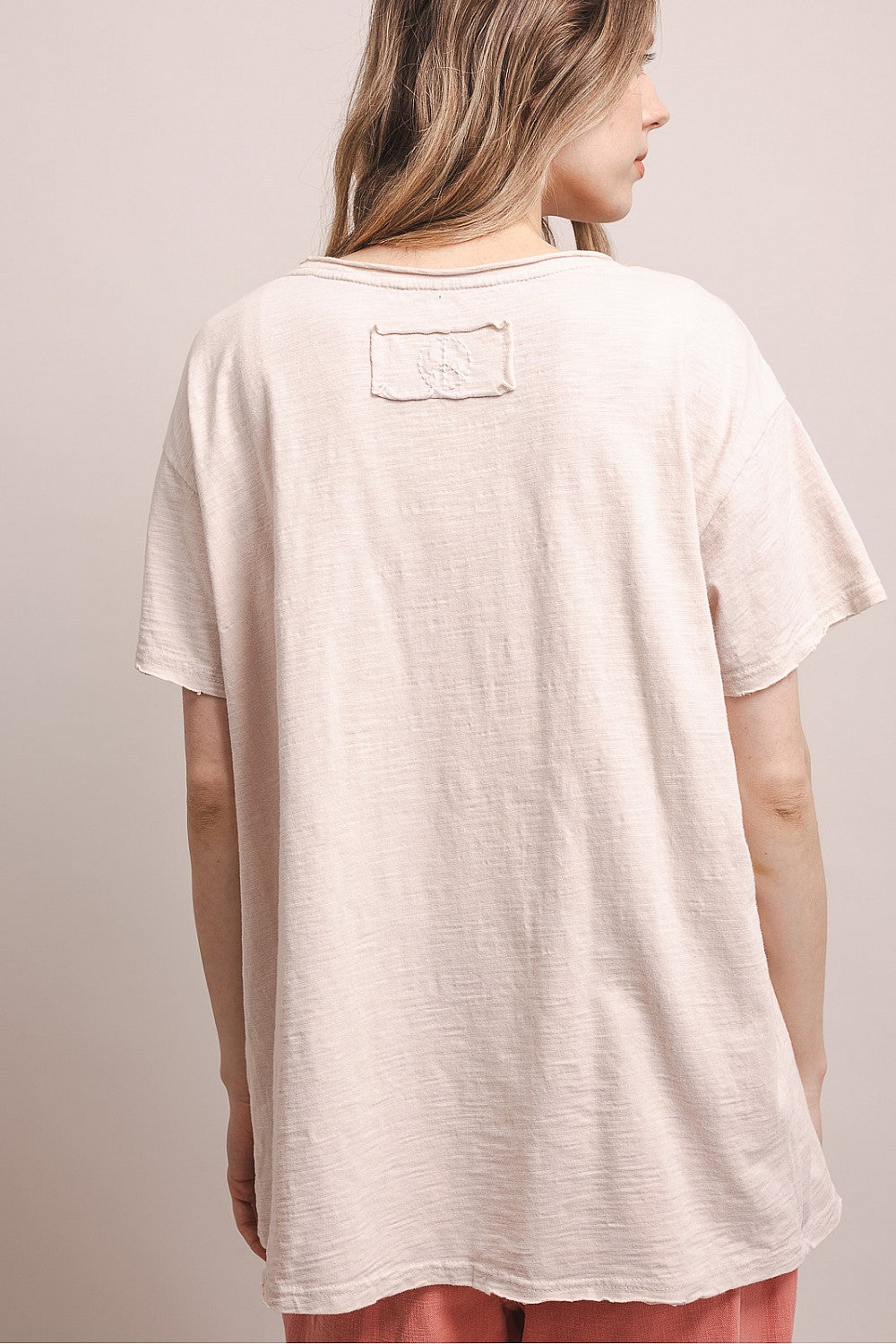 Blue Velvet Lt Beige Virgin Mary Print Top