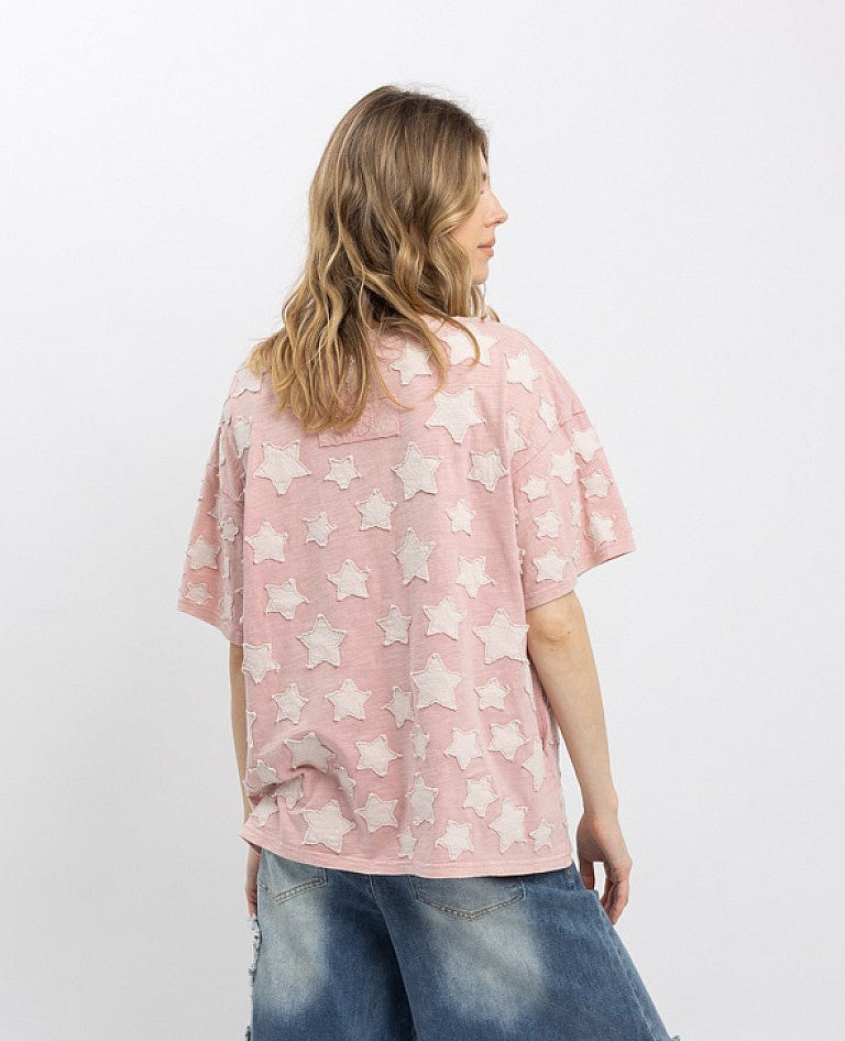 BlueVelvet Dusty Pink Star Top